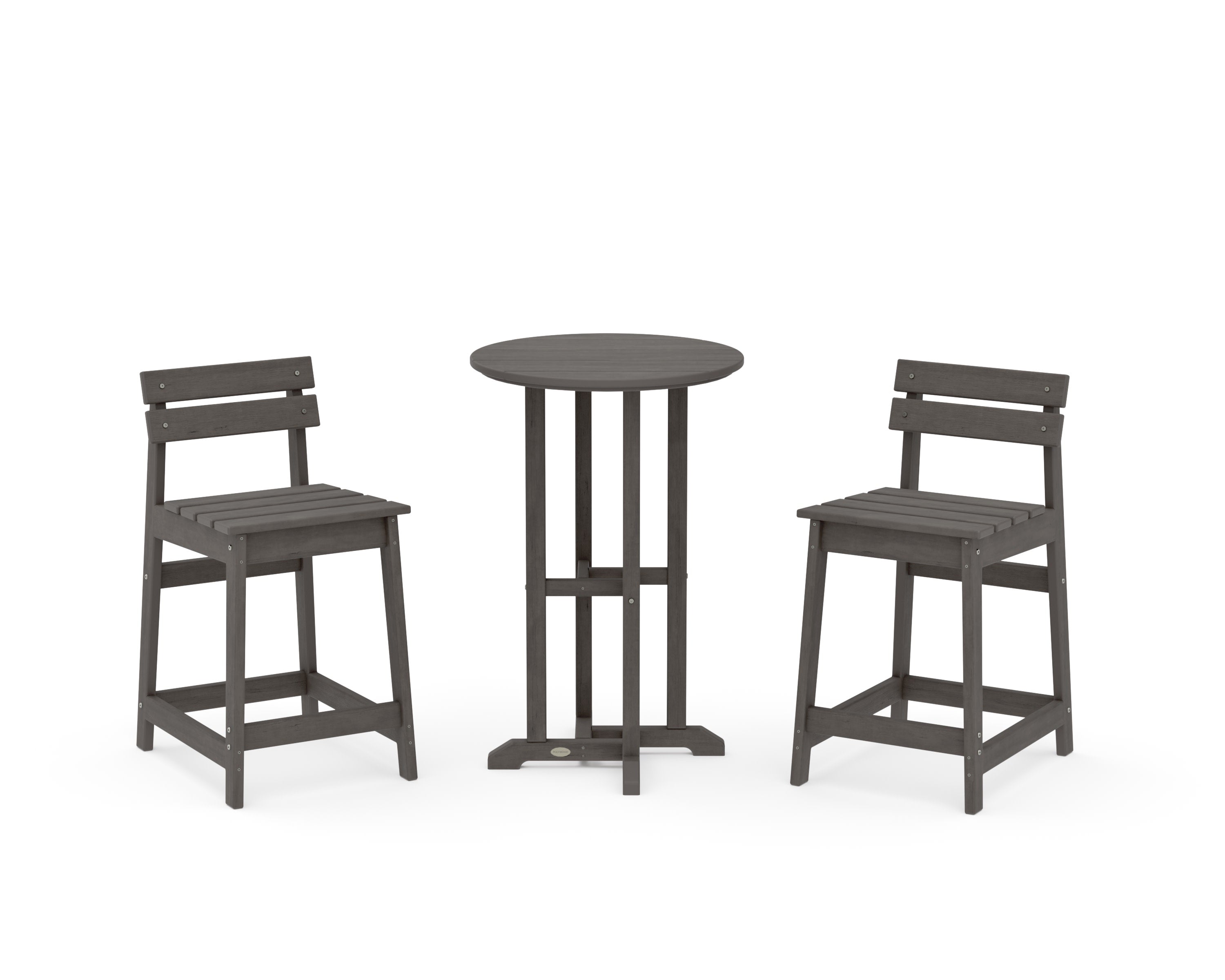 Modern Studio Plaza Lowback 3-Piece Bistro Counter Set in Driftwood