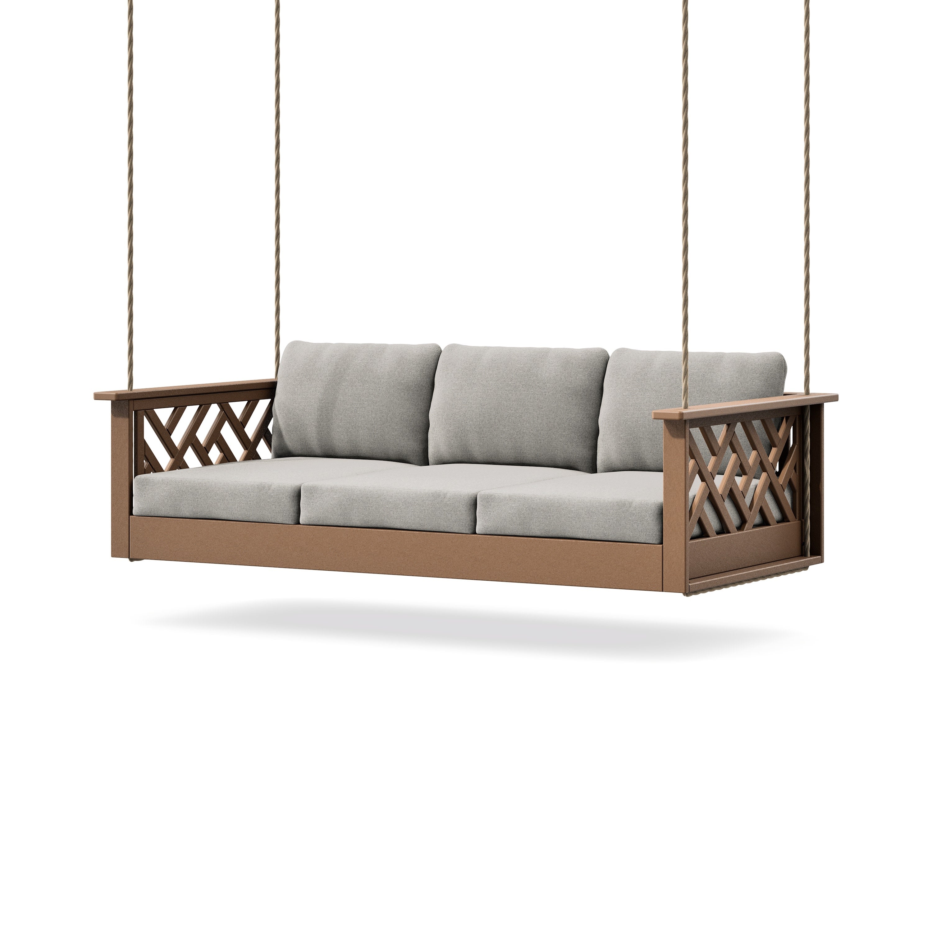 Chippendale Daybed Swing in Teak / Weathered Tweed