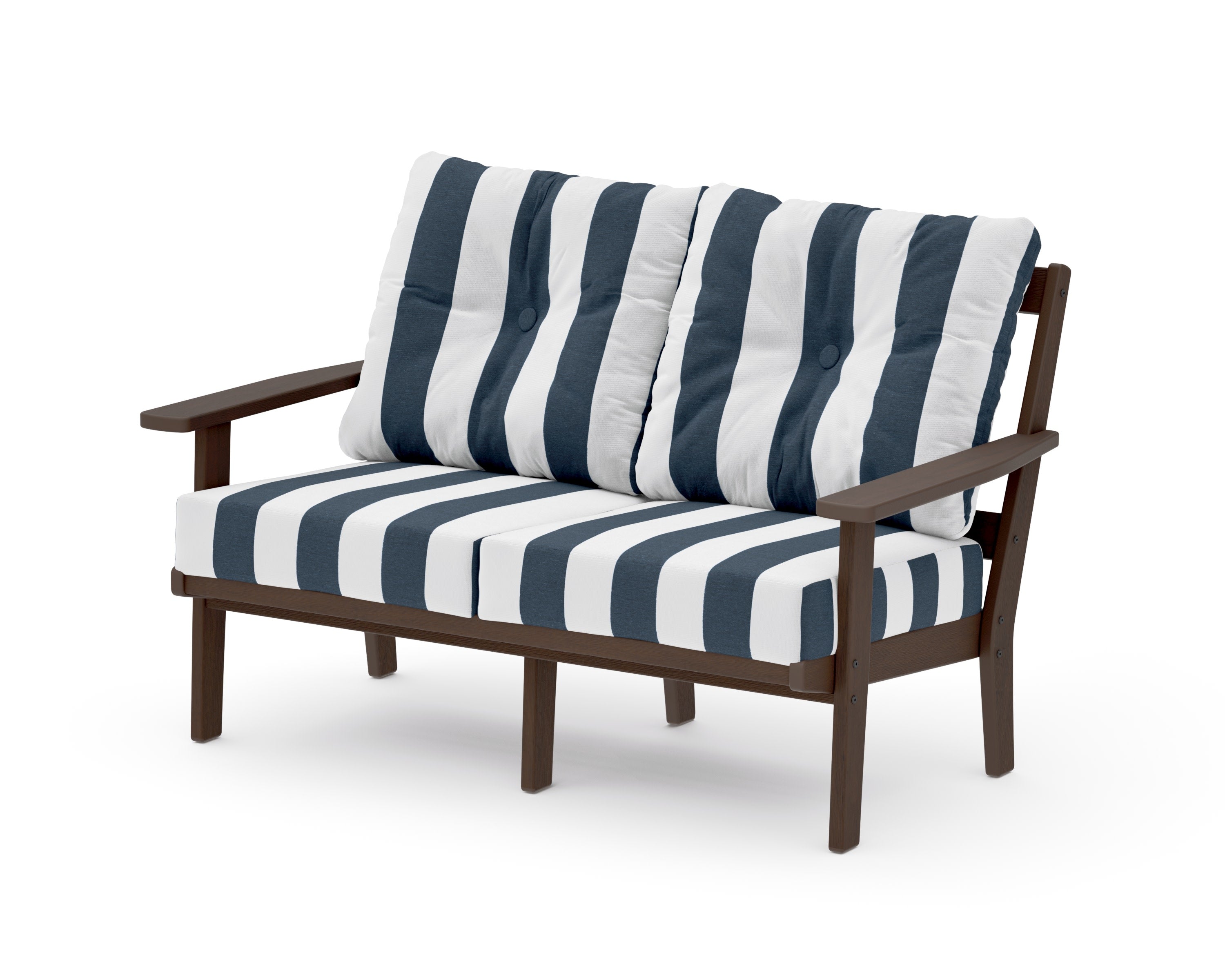 Oxford Deep SeatingLoveseat in Kona / Cabana Stripe Marine Indigo