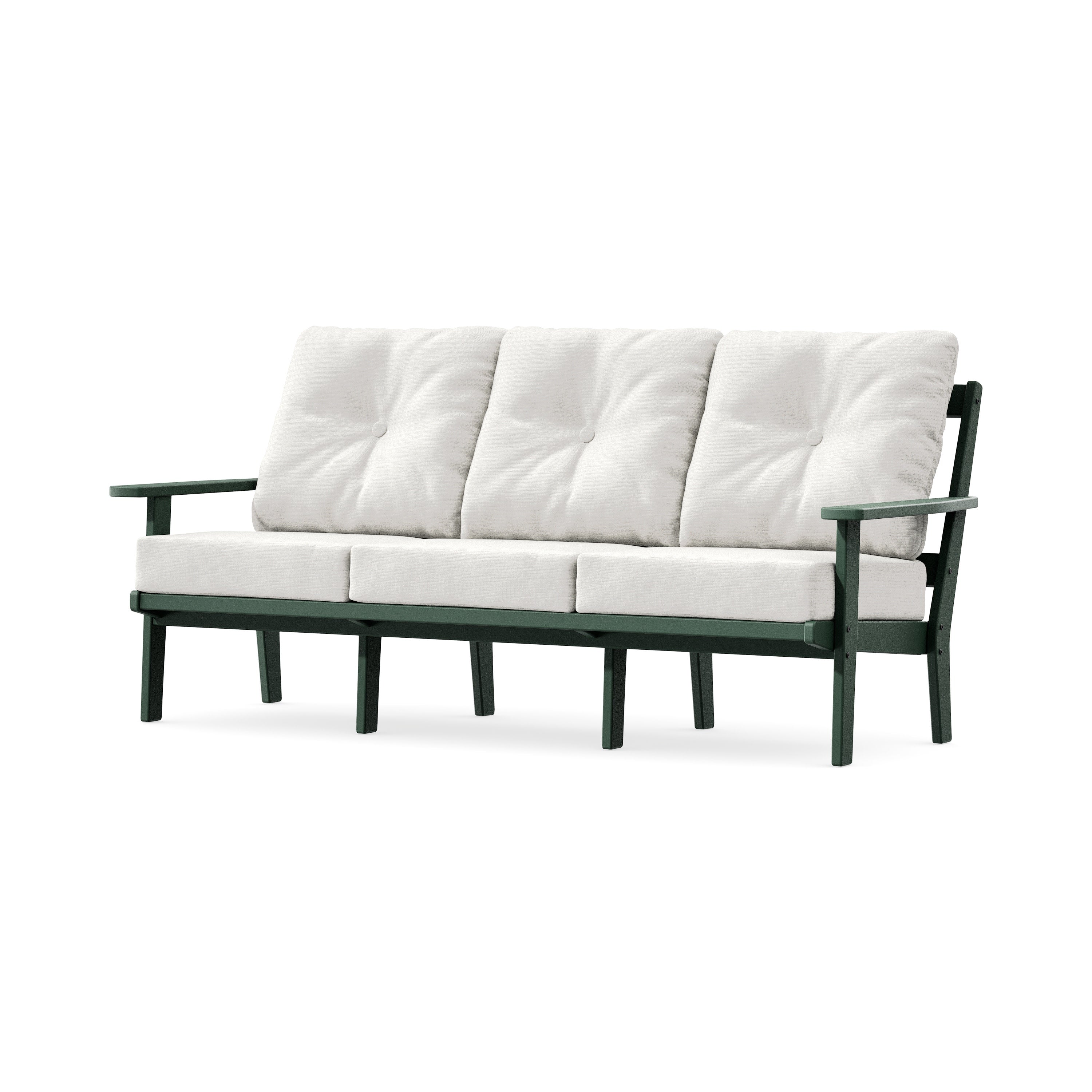 PrairieDeep Seating Sofa in Green / Natural Linen