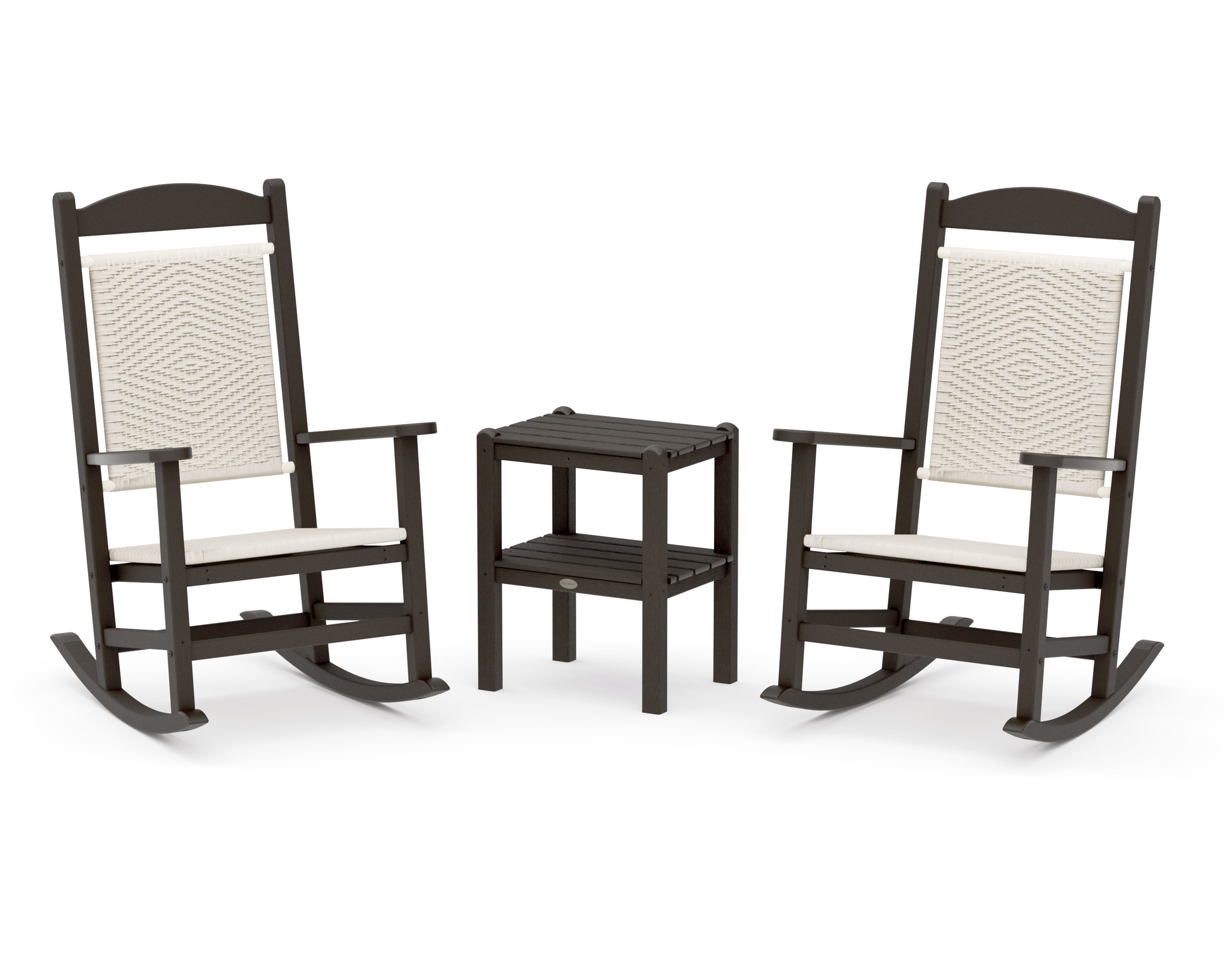 Presidential Woven Rocker 3-Piece Set in Vintage Coffee / White Loom