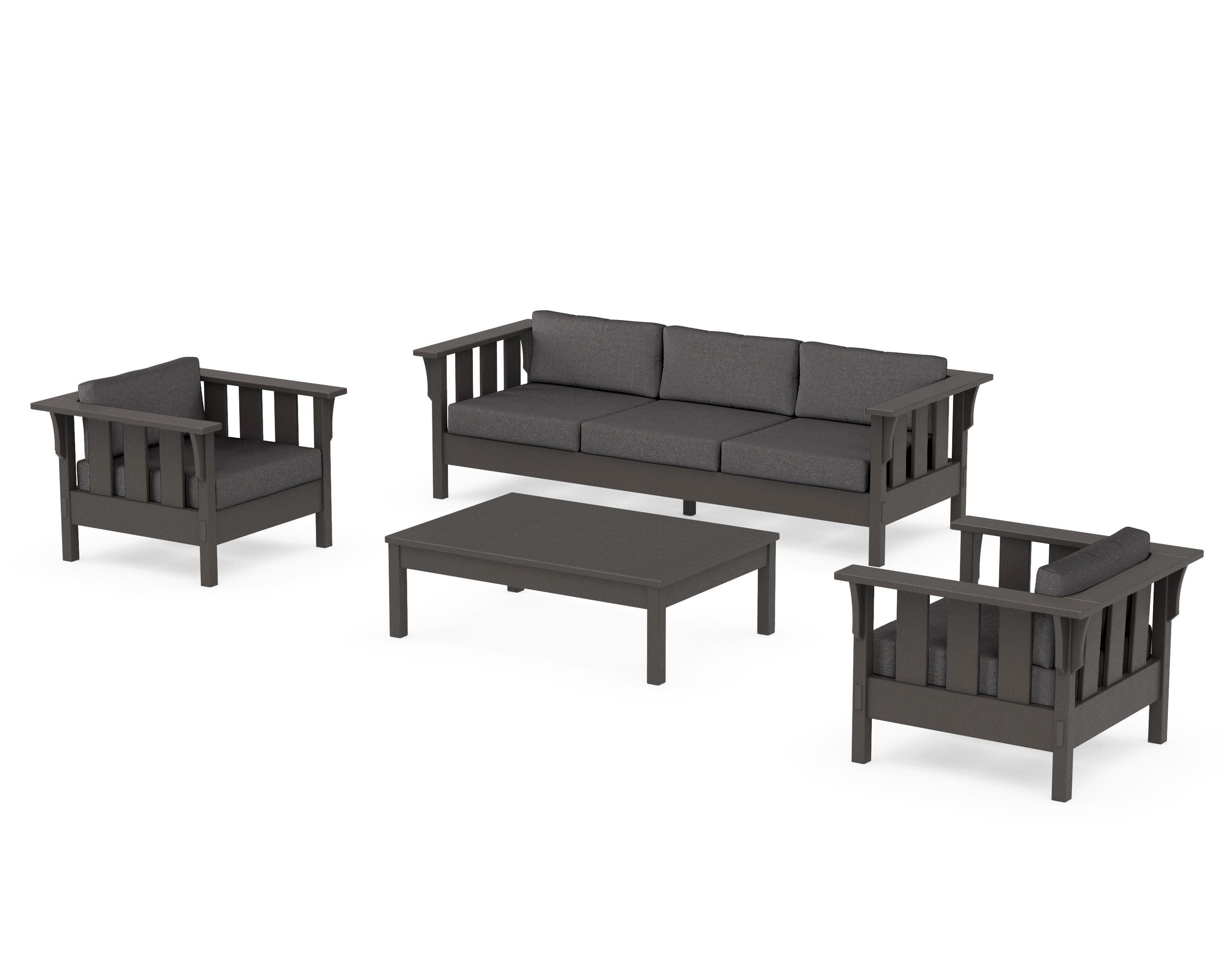 Acadia 4-Piece Deep Seating Set with Sofa in Vintage Coffee / Ash Charcoal