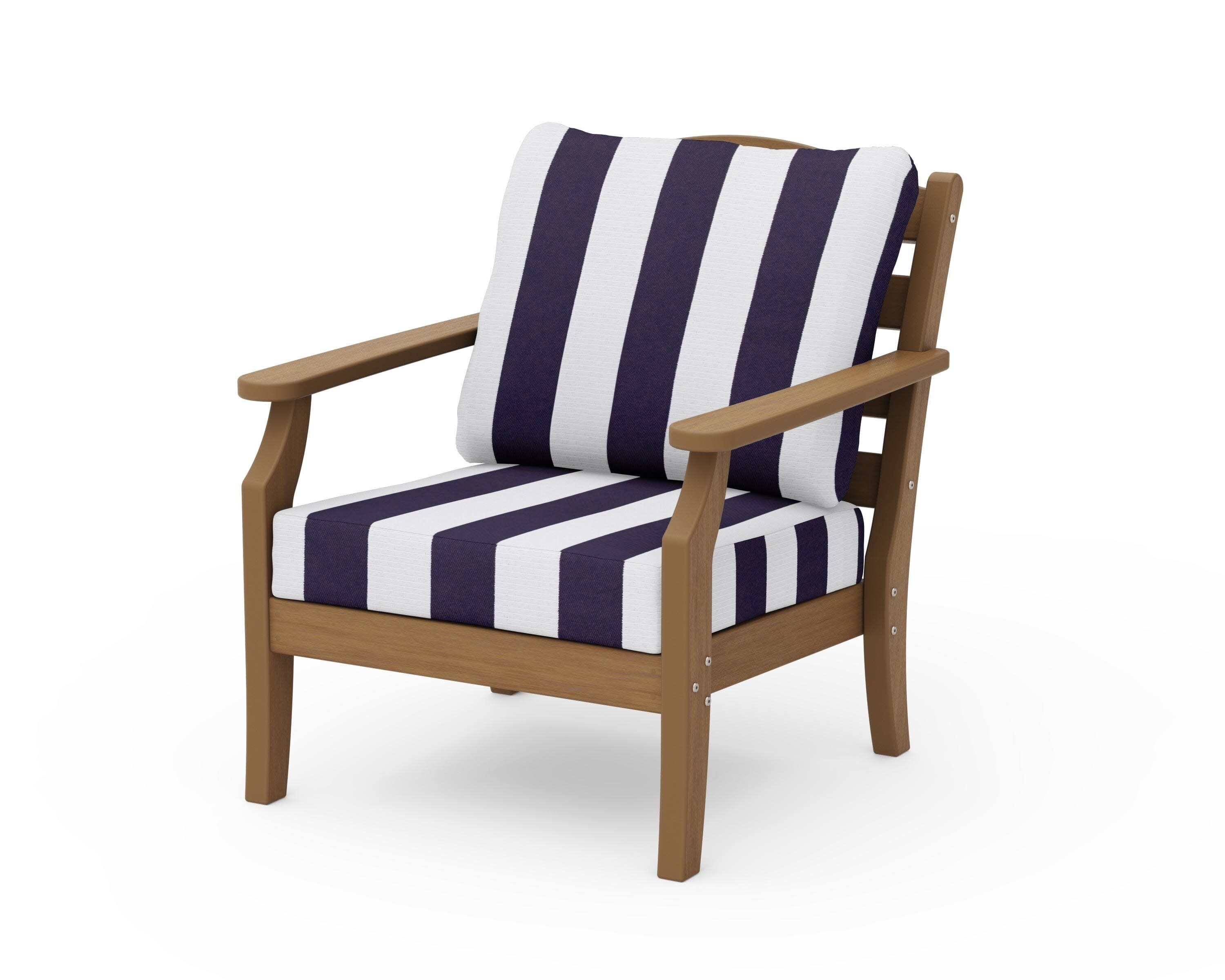Savannah Deep Seating Chair in Natural / Cabana Stripe Navy