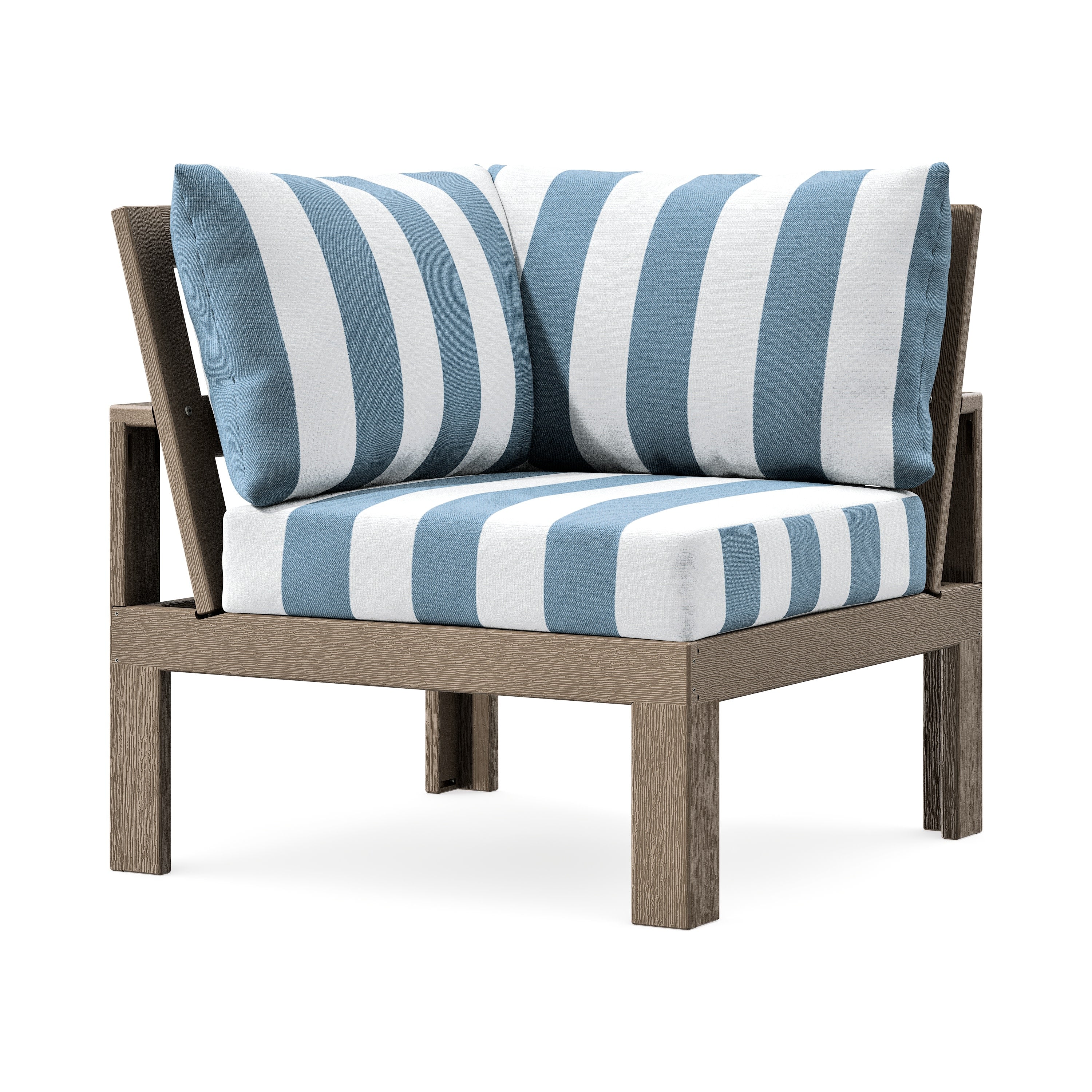 Modular Corner Chair in Vintage Sahara / Cabana Stripe Sky Blue