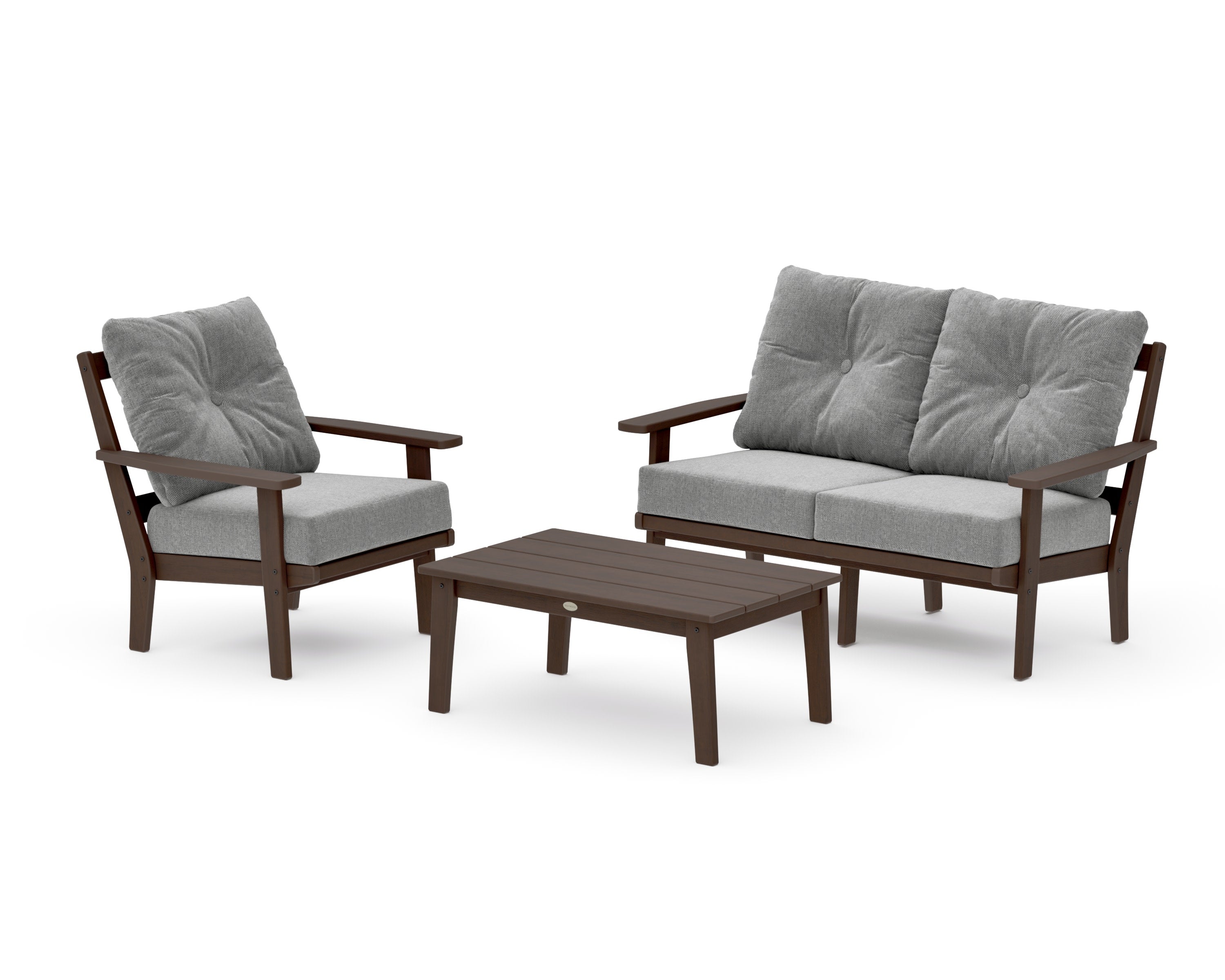 Prairie 3-Piece Deep Seating Set with Loveseat in Kona / Grey Mist