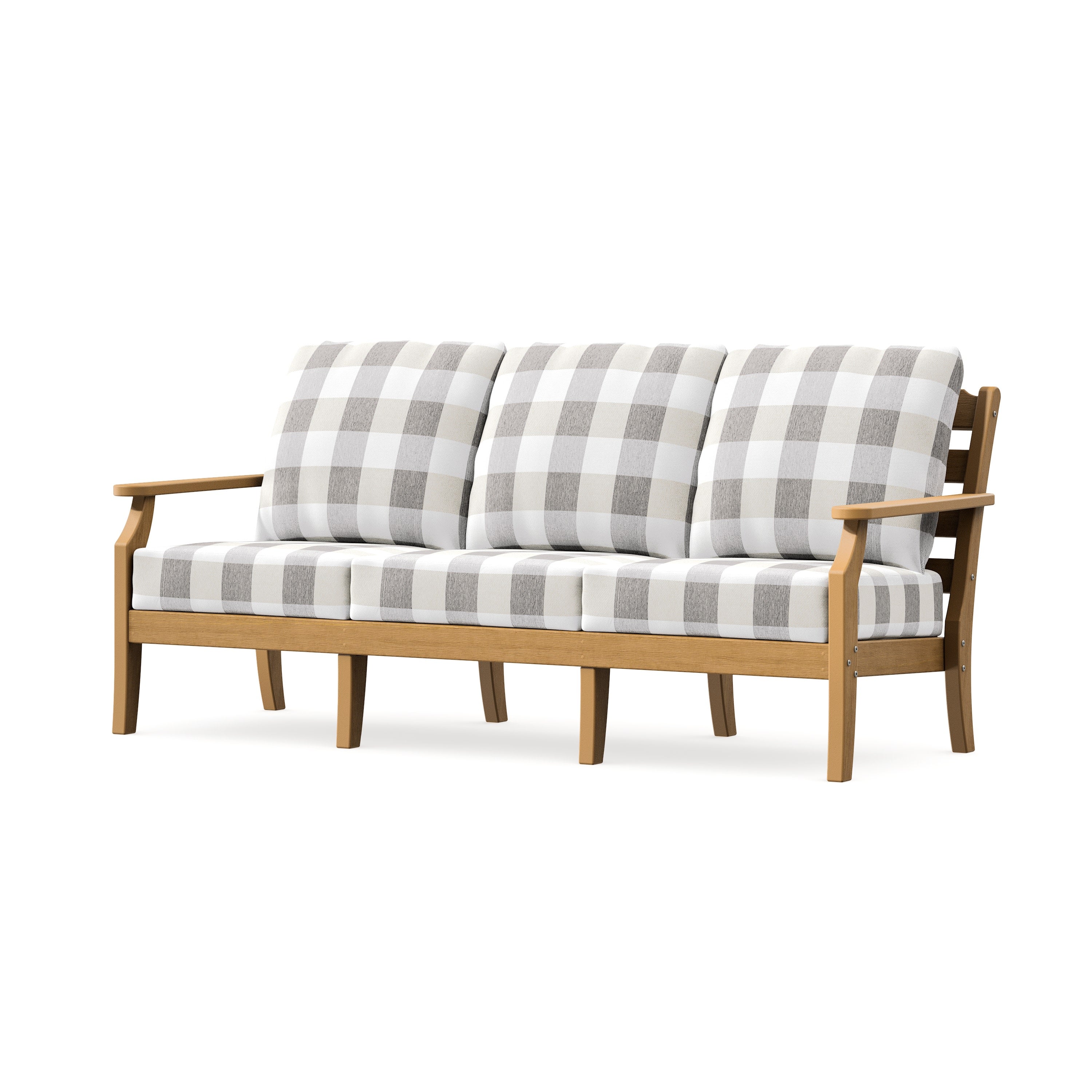 Savannah Deep Seating Sofa in Natural / Buffalo Plaid Grey Mist