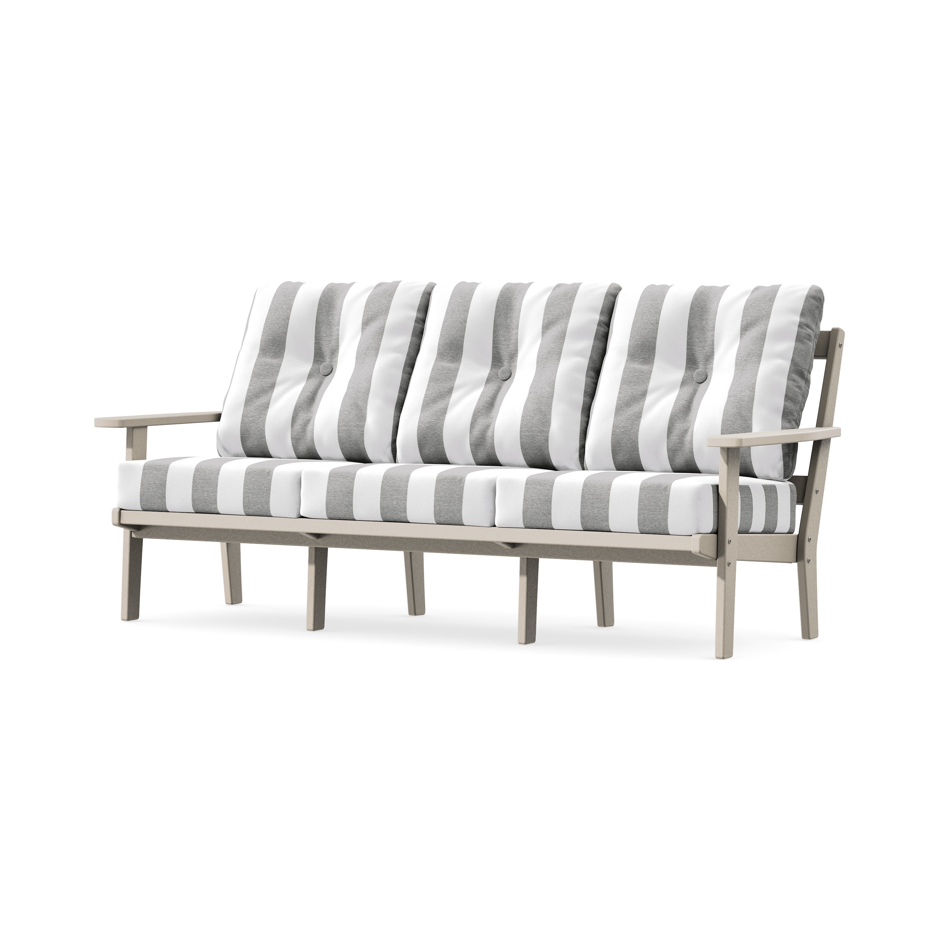 Oxford Deep Seating Sofa in Sand / Cabana Stripe Grey Mist