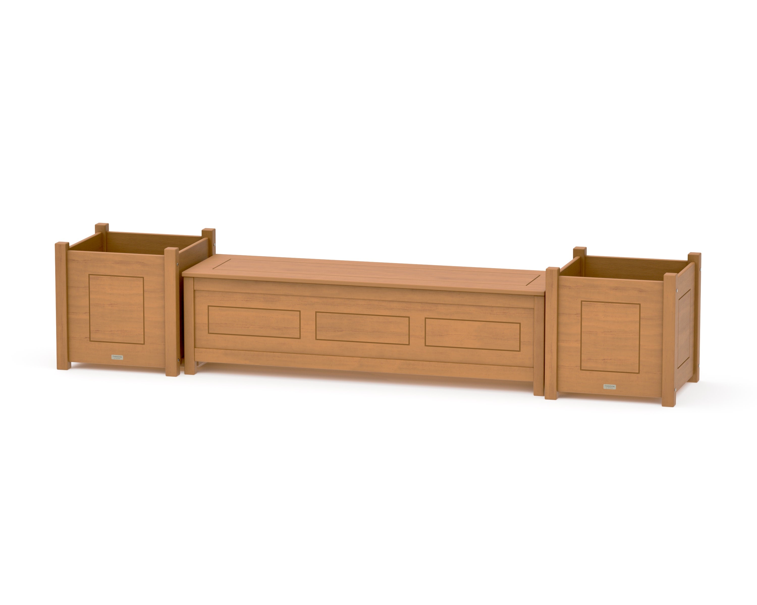 60" Country Living Straight Planter Storage Bench Set- Large in Natural
