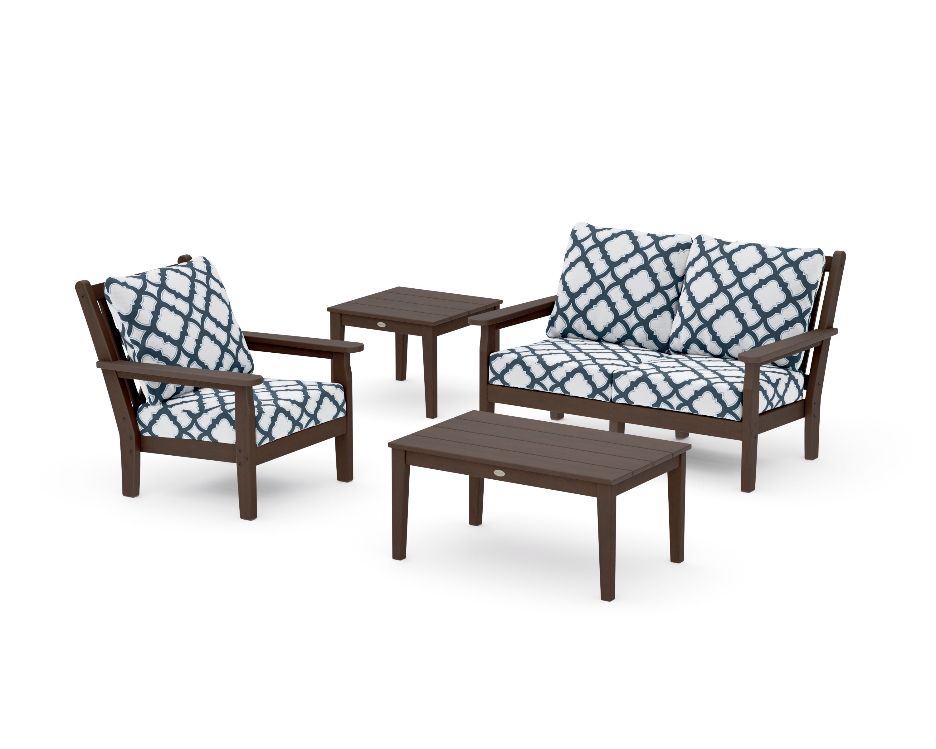 Chippendale 4-Piece Deep Seating Set in Kona / Trellis Marine Indigo
