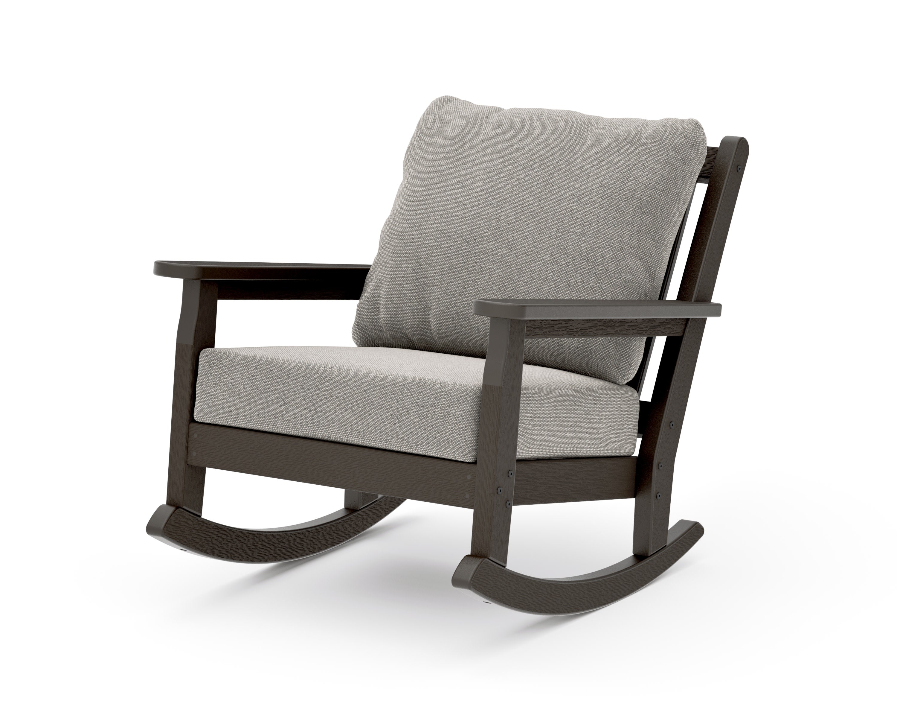 Chippendale Deep Seating Rocking Chair in Vintage Coffee / Weathered Tweed
