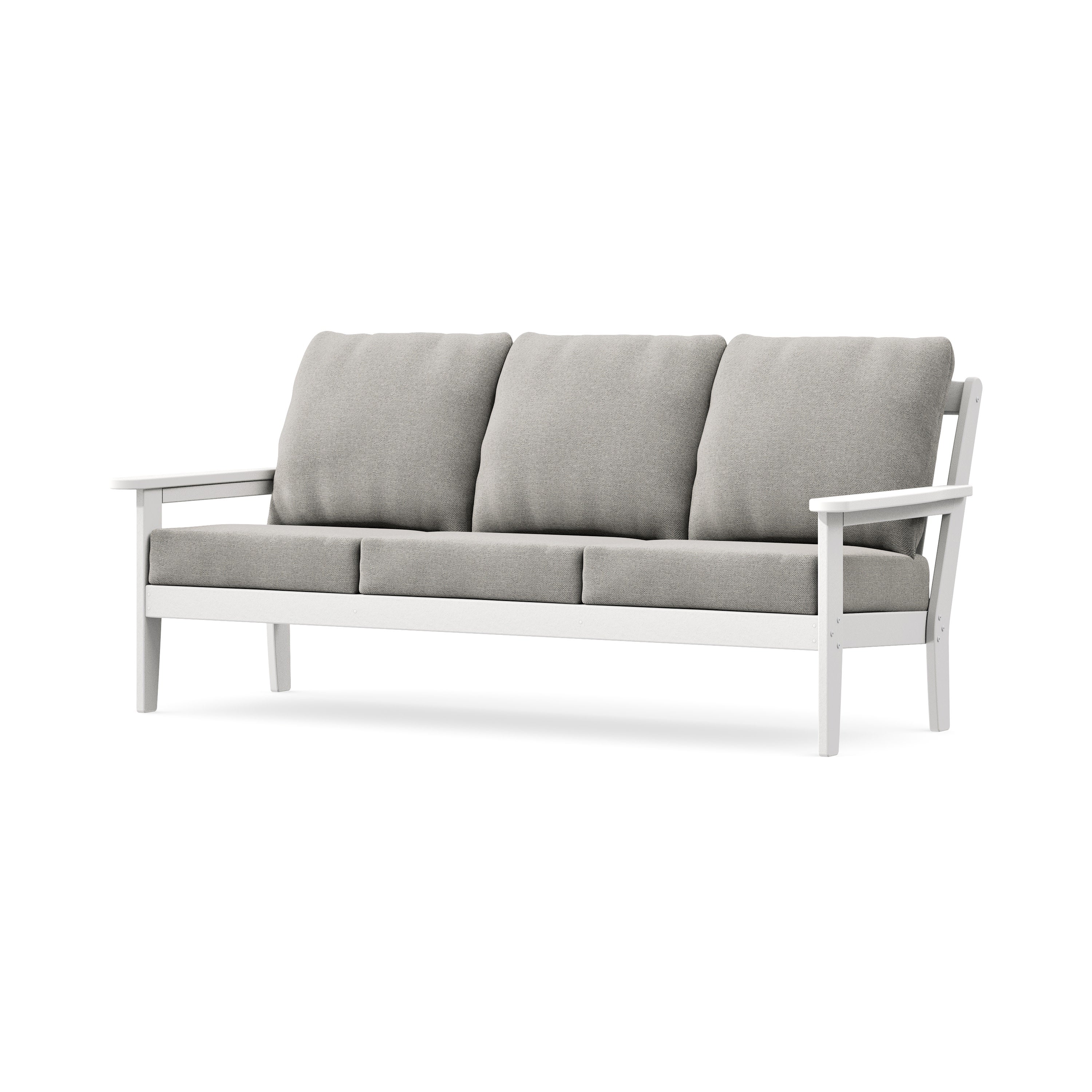 Cottage Deep Seating Sofa in White / Weathered Tweed