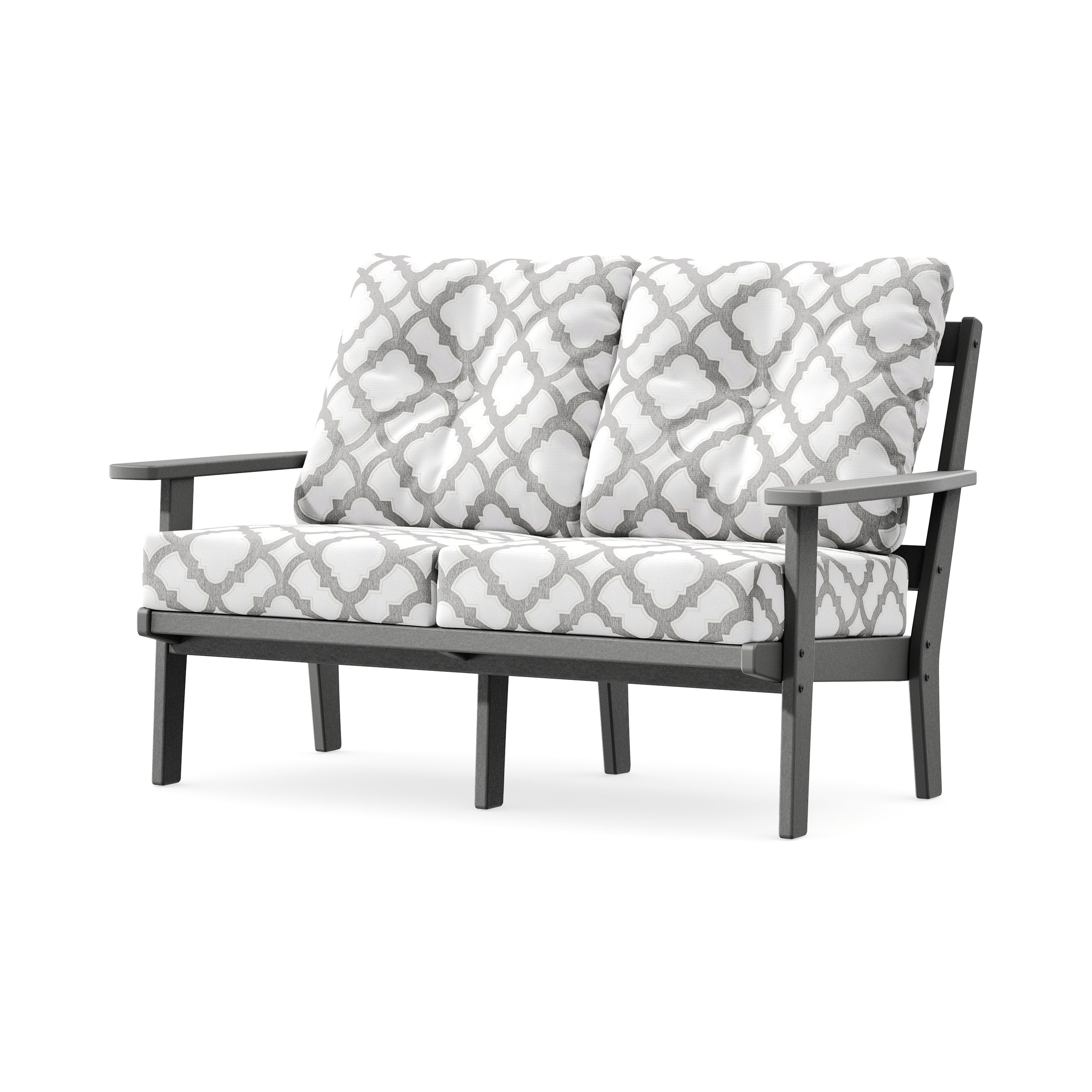 Prairie Deep SeatingLoveseat in Slate Grey / Trellis Grey Mist