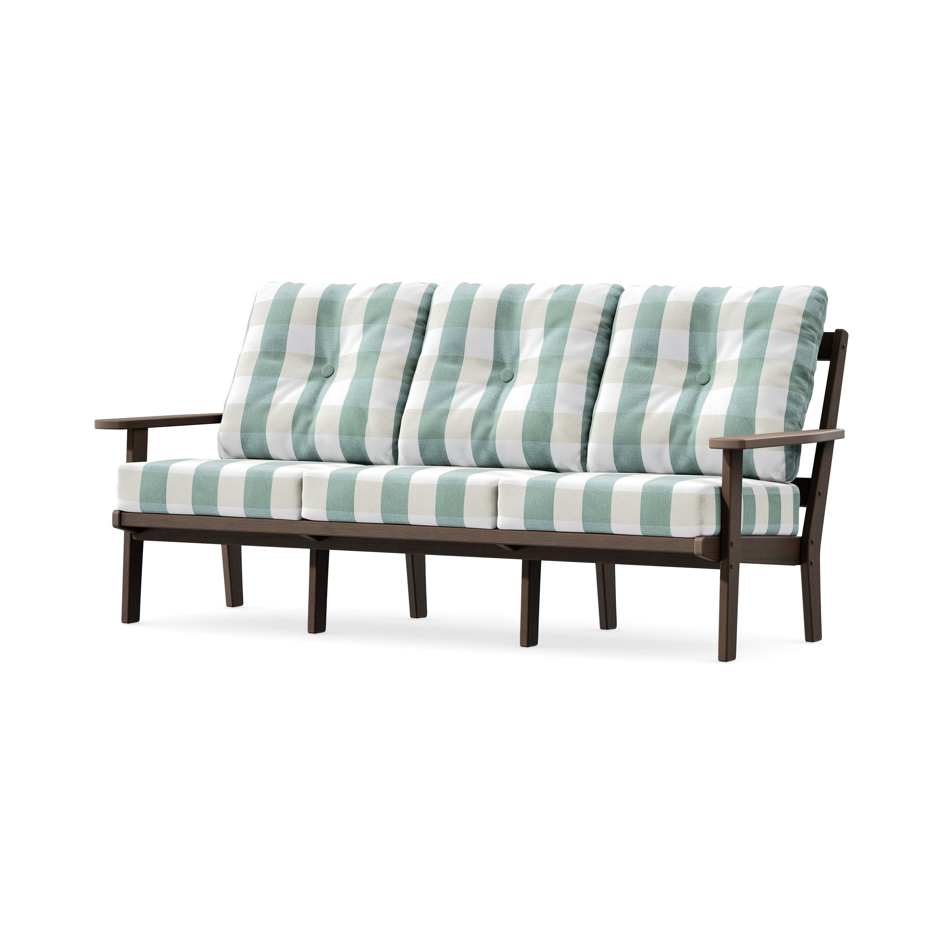 PrairieDeep Seating Sofa in Kona / Buffalo Plaid Glacier Spa