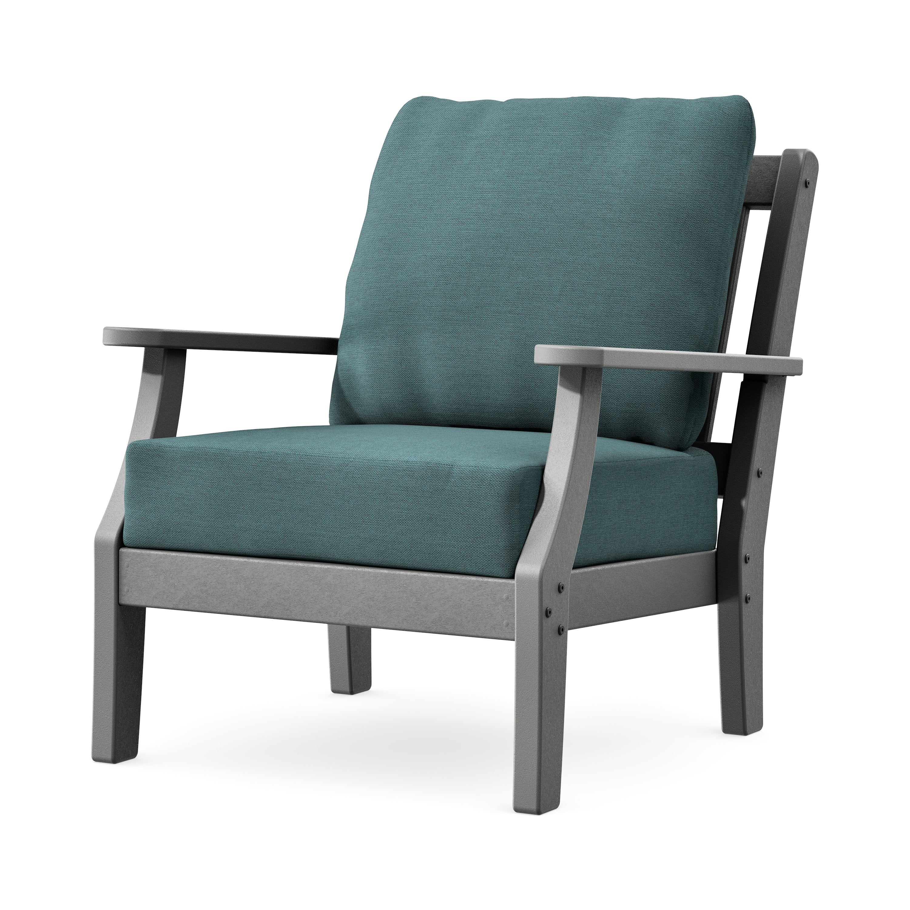 Chinoiserie Deep Seating Chair in Slate Grey / Ocean Teal