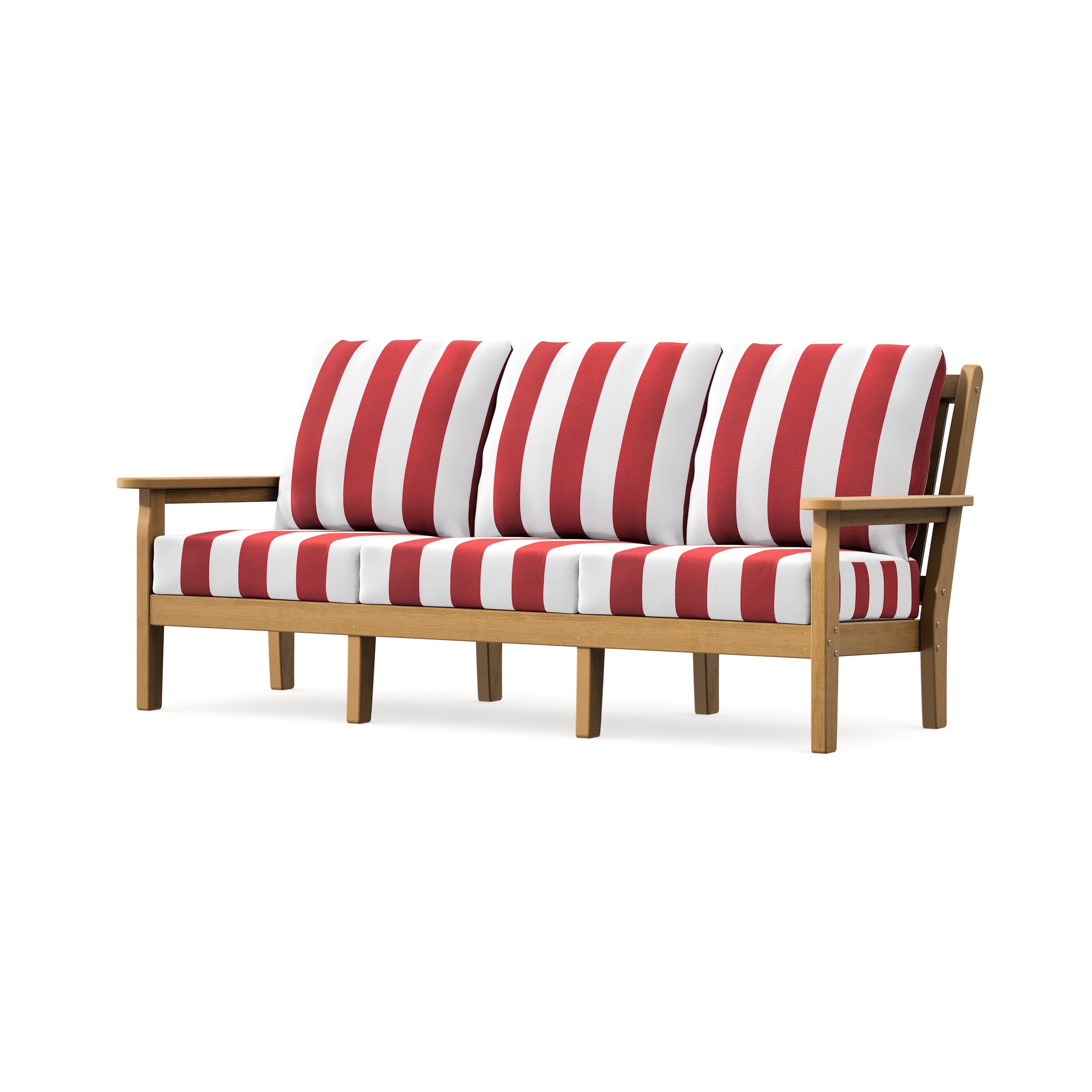 Chippendale Deep Seating Sofa in Natural / Cabana Stripe Crimson