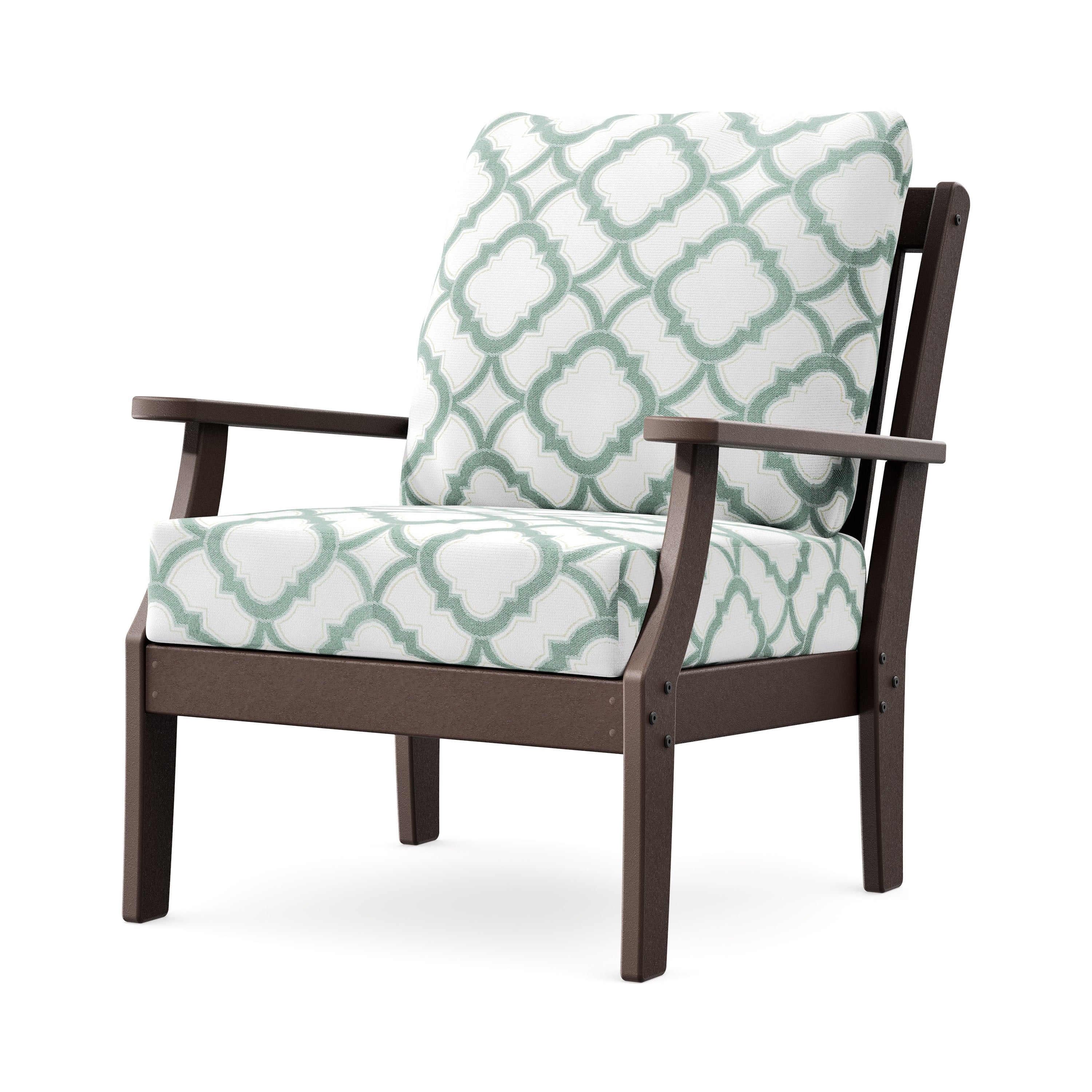 Braxton Deep Seating Chair in Mahogany / Trellis Glacier Spa