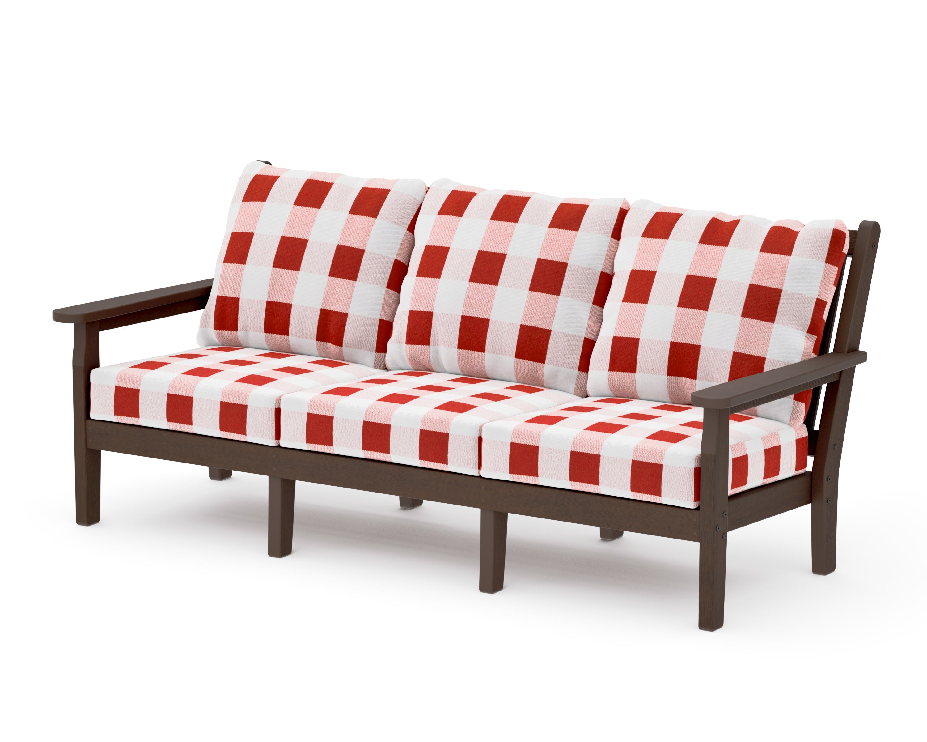 Chippendale Deep Seating Sofa in Kona / Buffalo Plaid Crimson