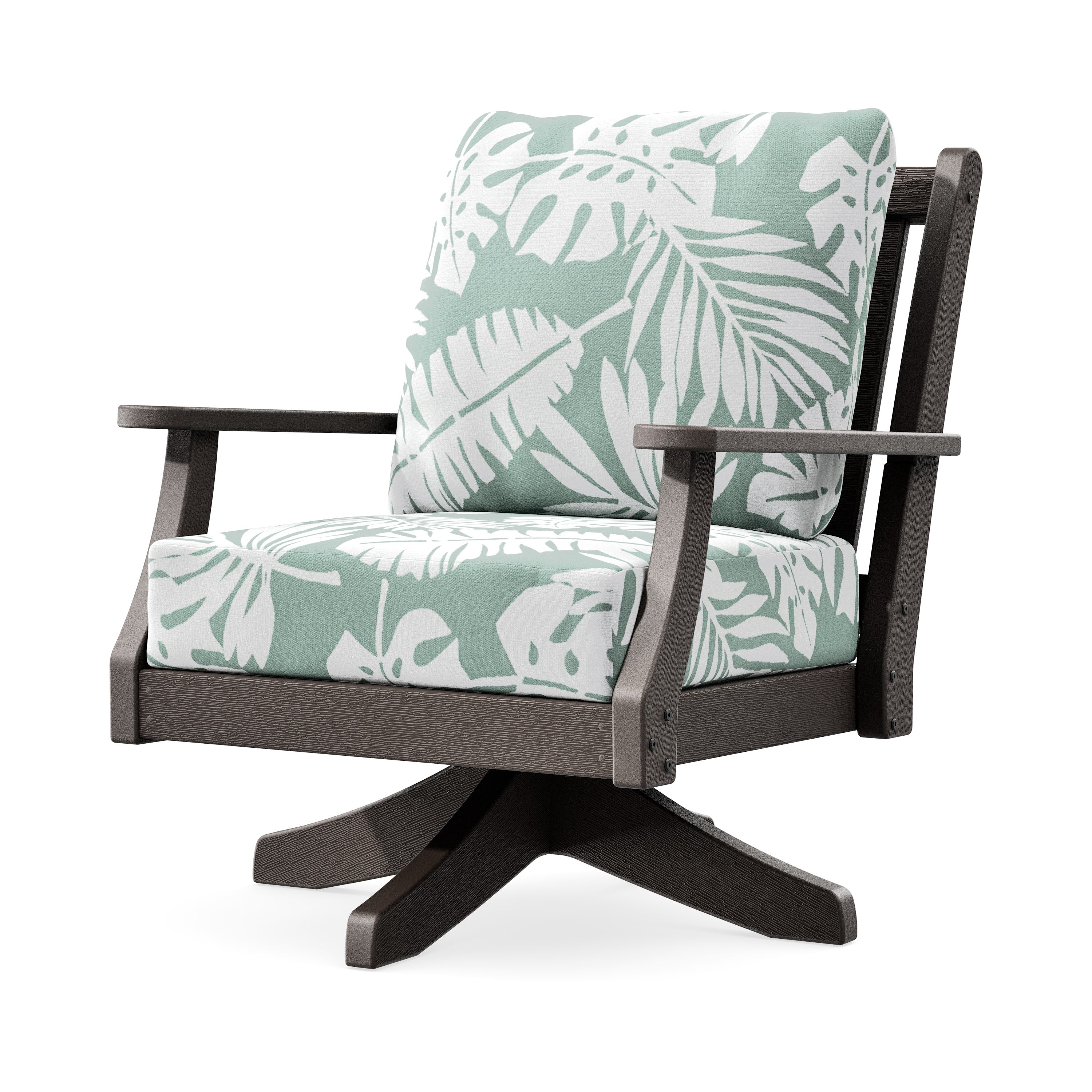 Wovendale Deep Seating Swivel Chair in Vintage Coffee / Leaf Glacier Spa