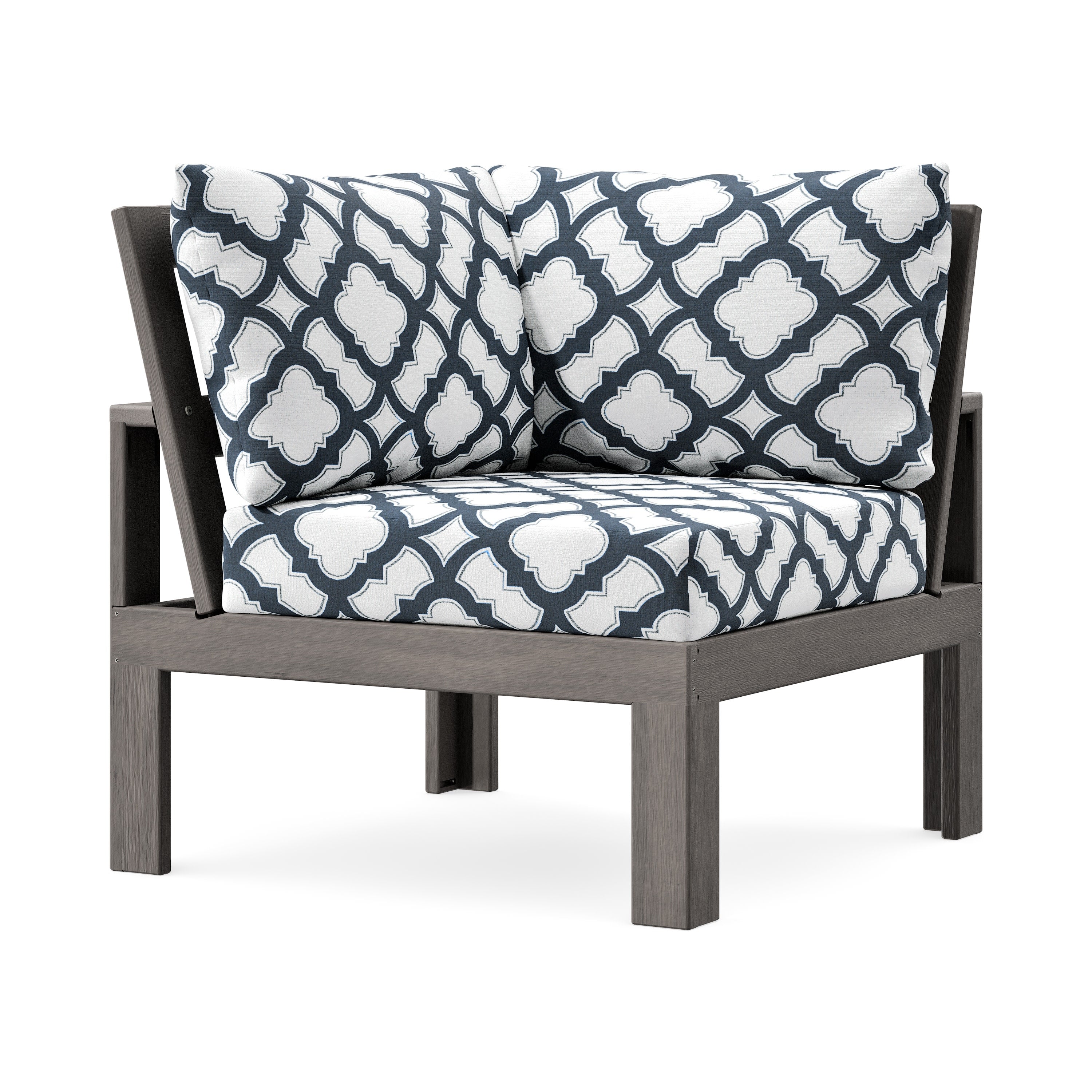 Modular Corner Chair in Driftwood / Trellis Marine Indigo