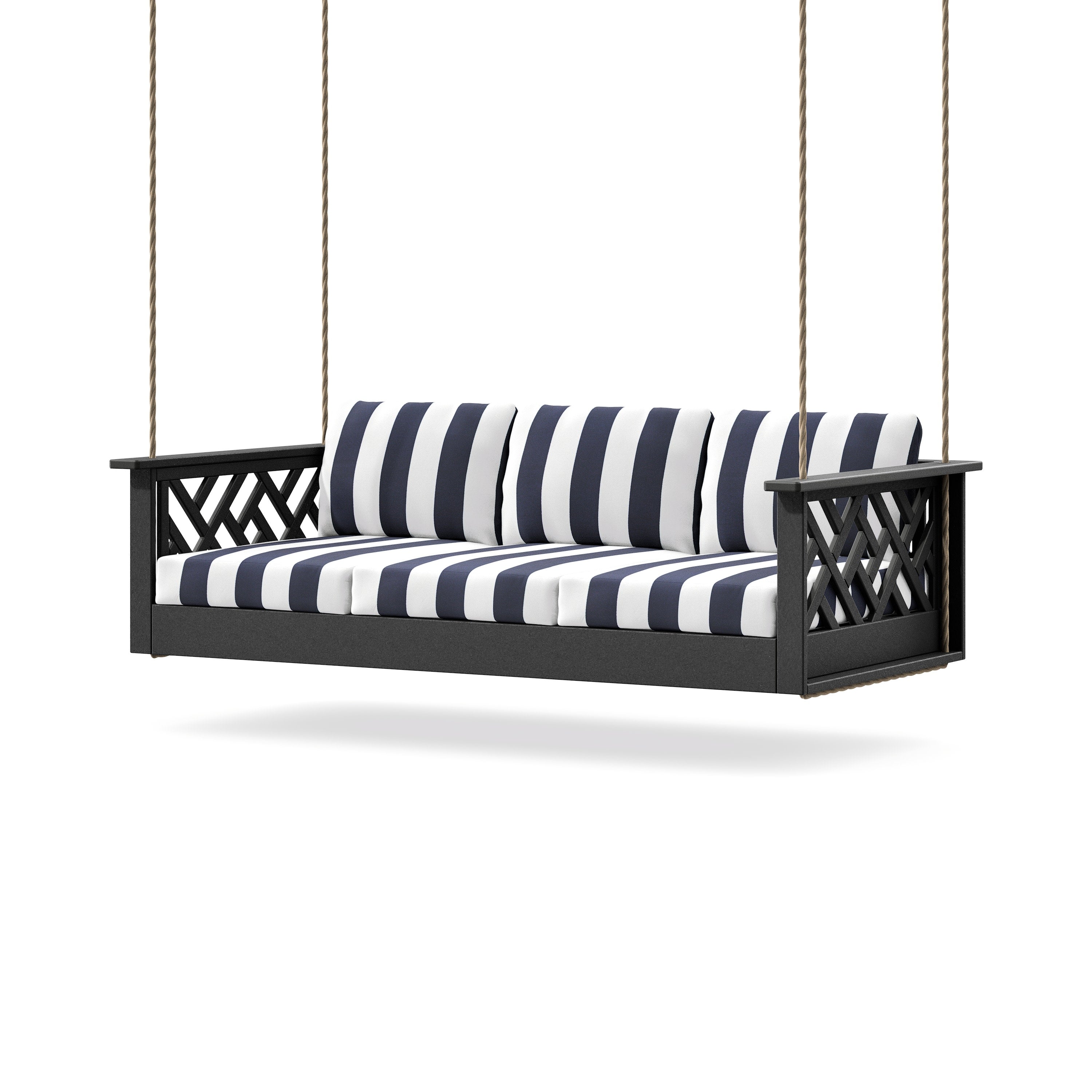 Chippendale Daybed Swing in Black / Cabana Stripe Navy