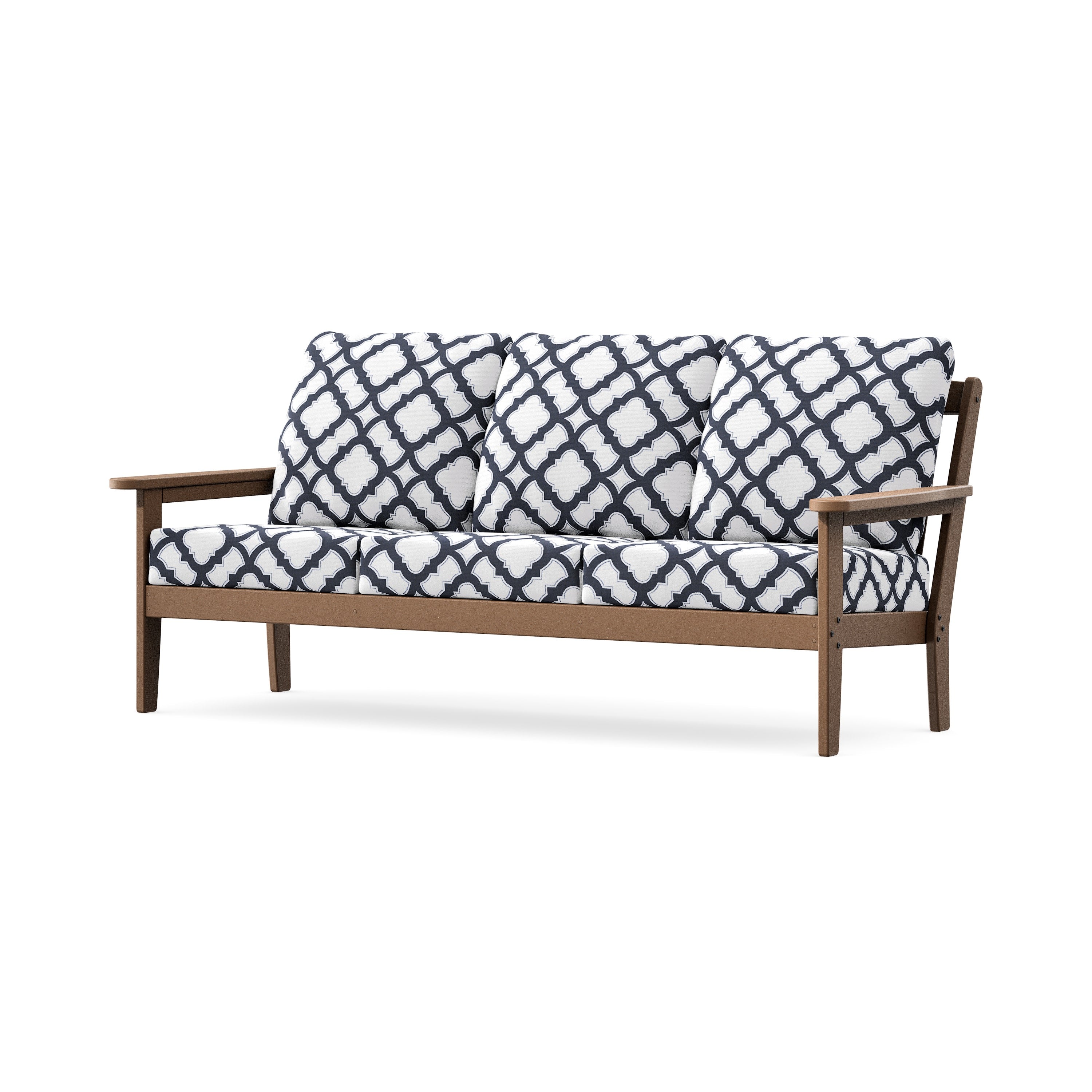 Cottage Deep Seating Sofa in Teak / Trellis Navy