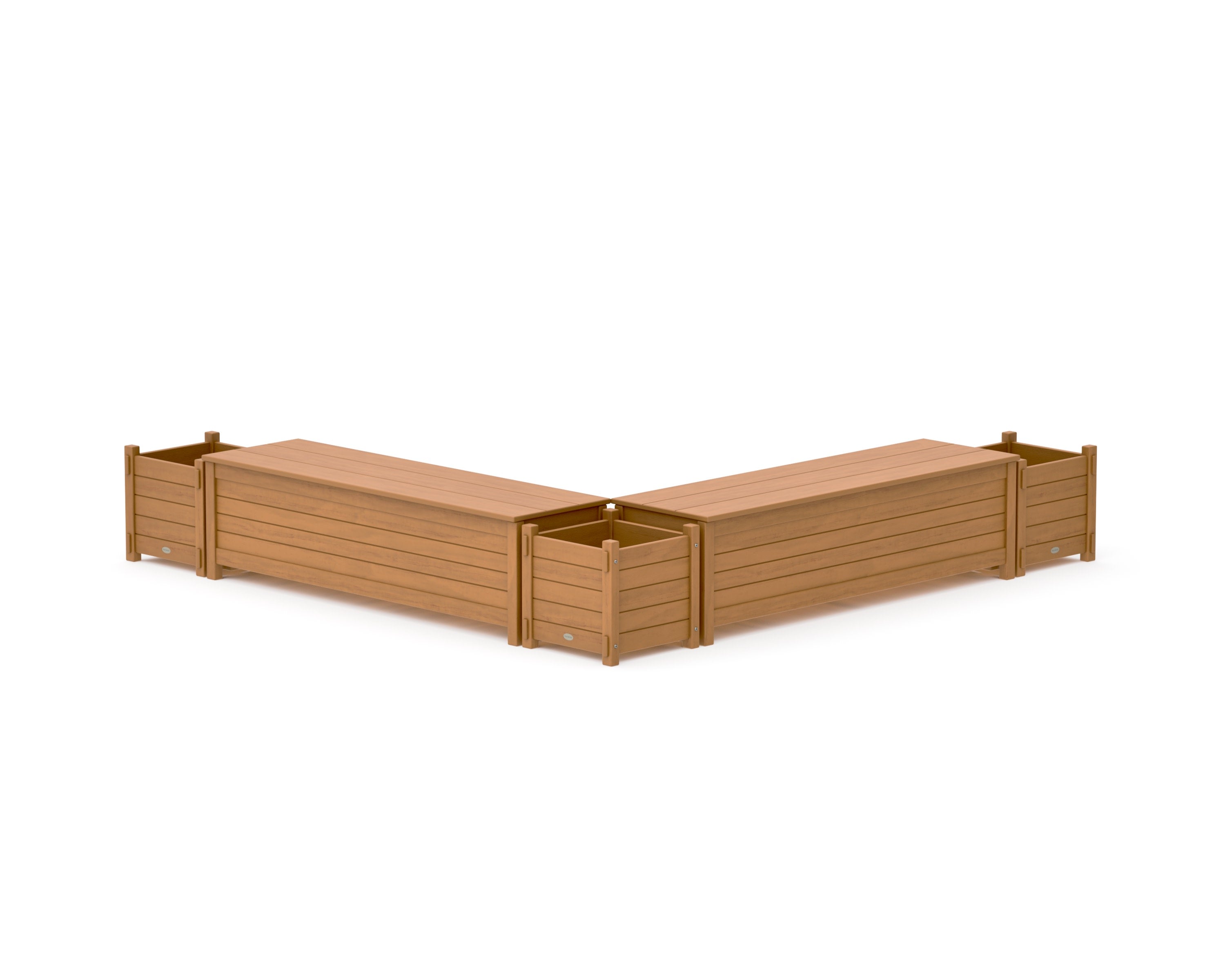 60" Nautical L- Shaped Planter Storage Bench Corner Set in Natural