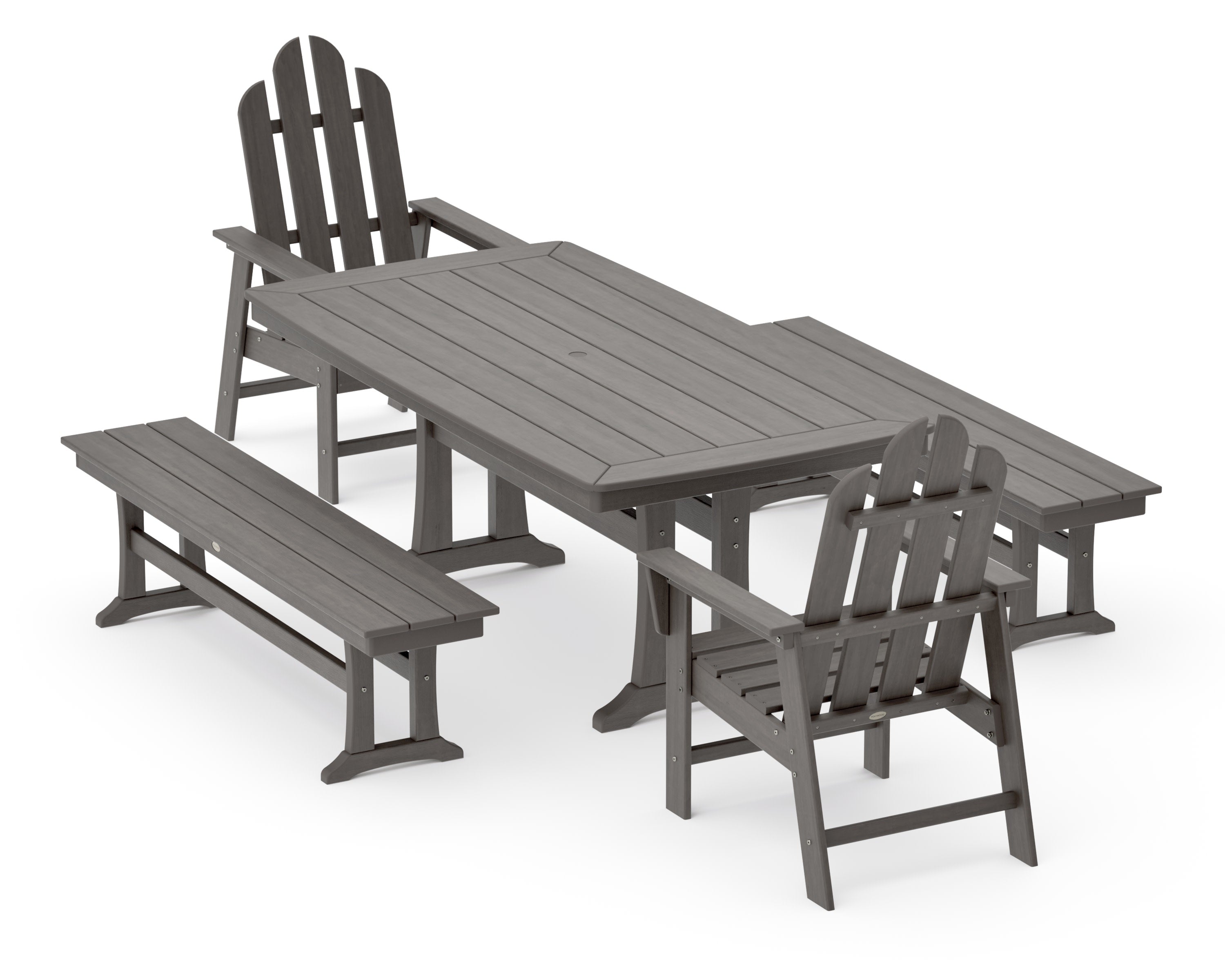 Long Island 5-Piece Dining Set with Trestle Legs in Driftwood
