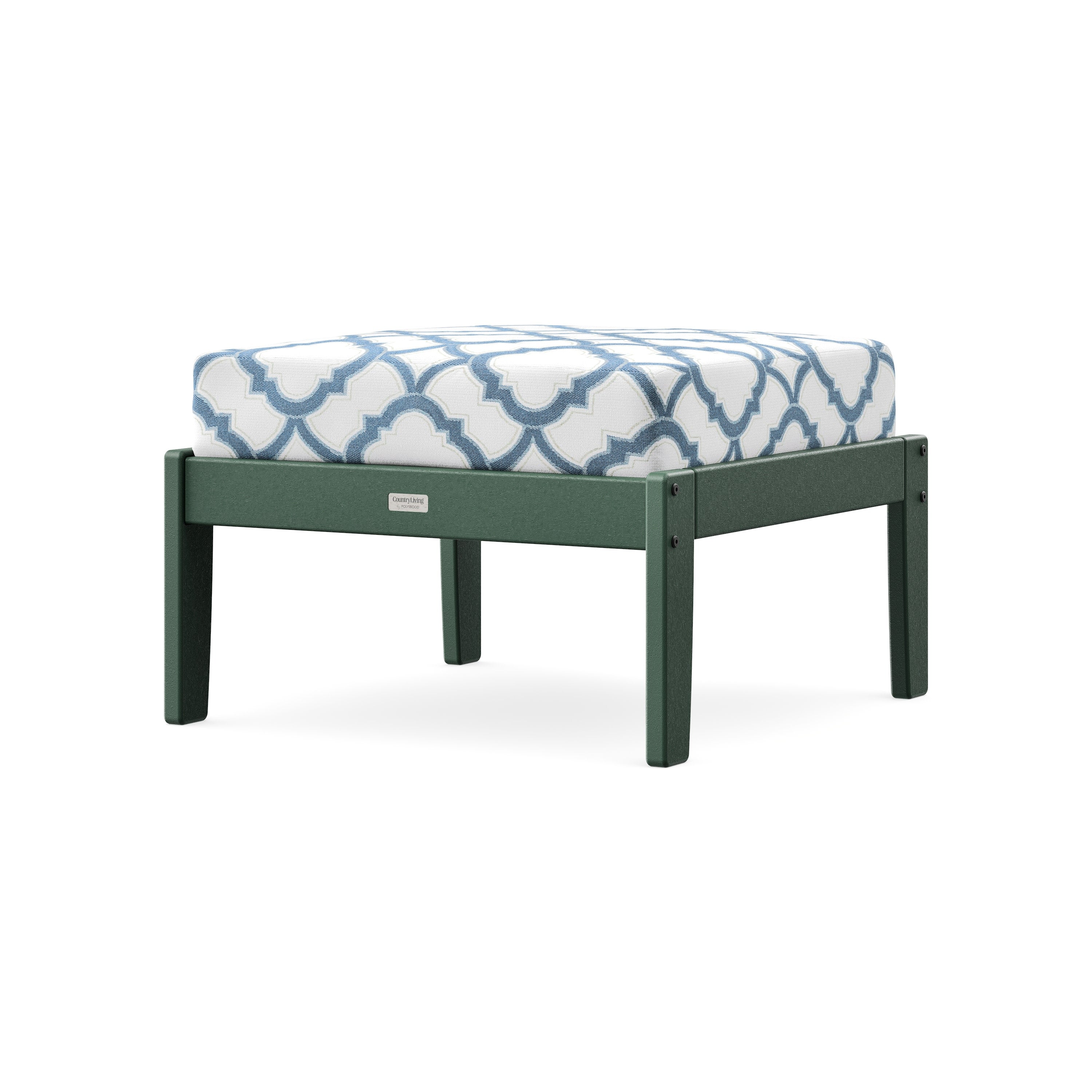 Cottage Deep Seating Ottoman in Green / Trellis Sky Blue
