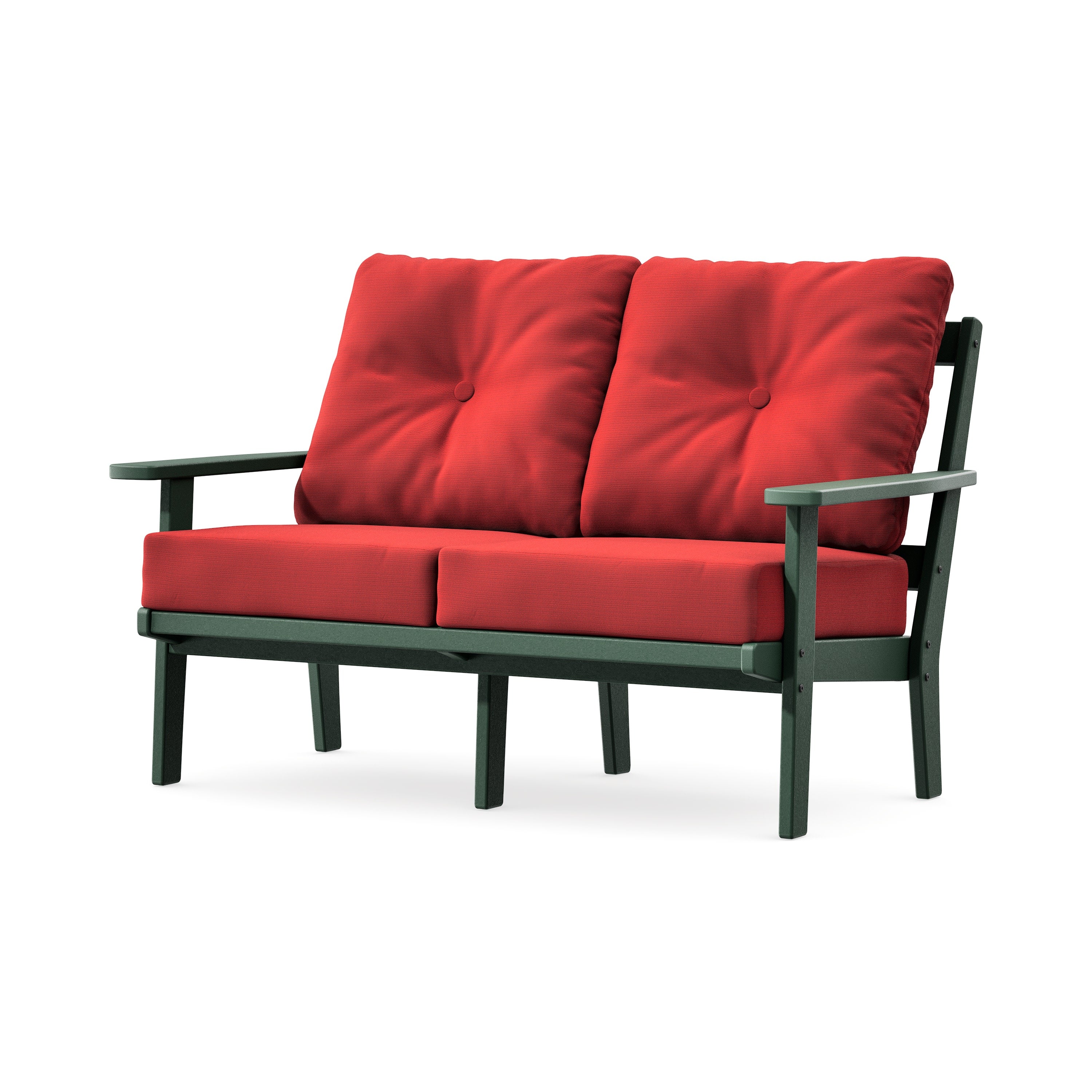 Prairie Deep SeatingLoveseat in Green / Crimson Linen