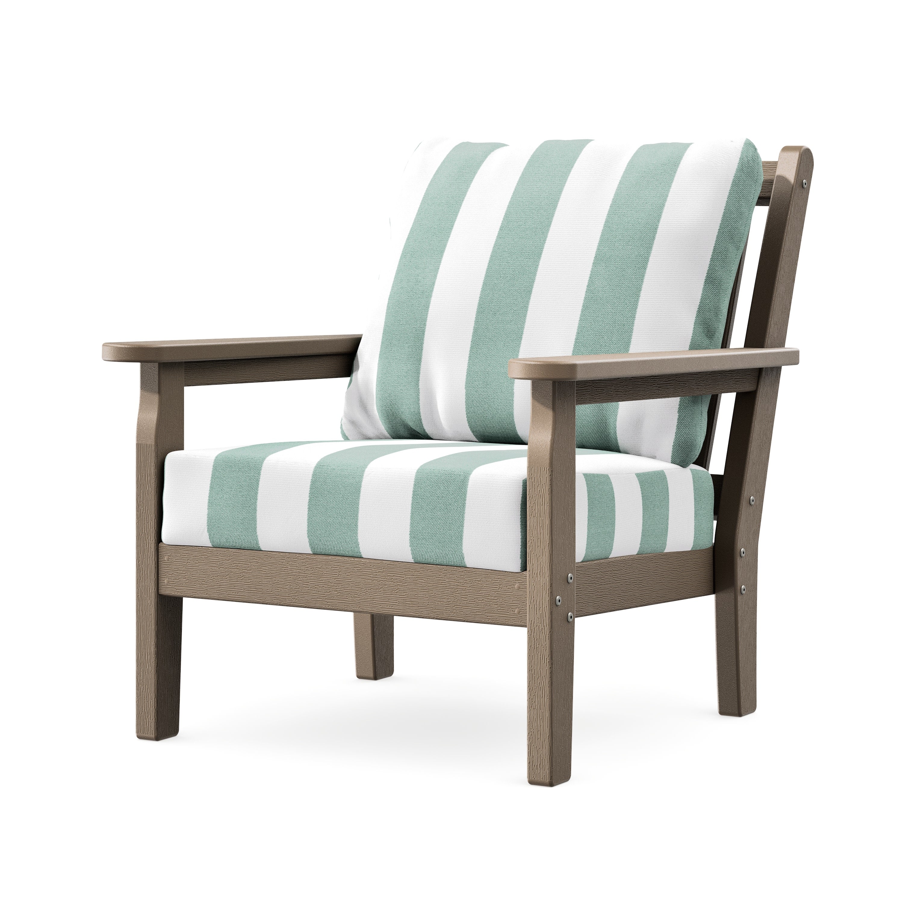Chippendale Deep Seating Chair in Vintage Sahara / Cabana Stripe Glacier Spa