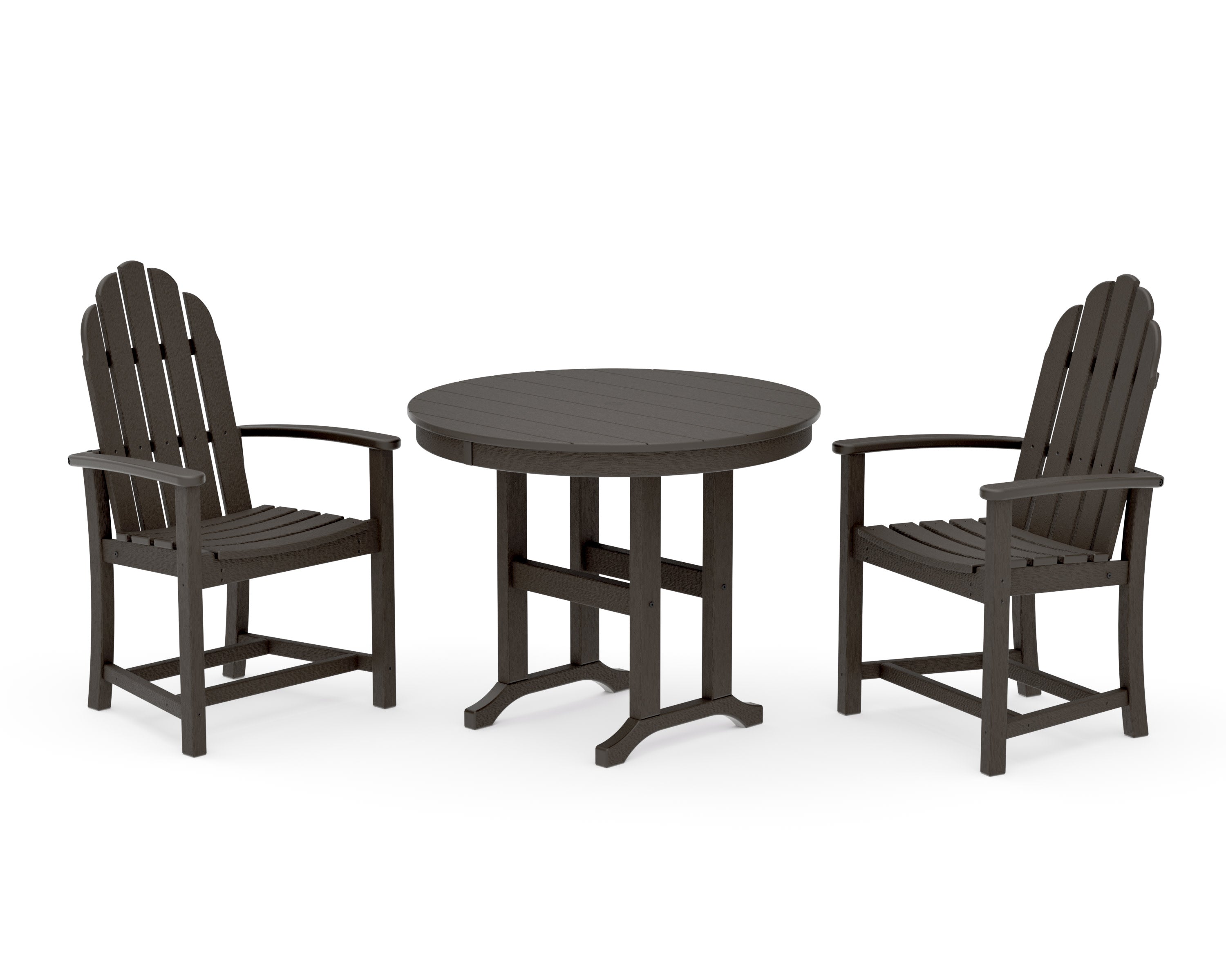 Classic Adirondack 3-Piece Round Dining Set in Vintage Coffee
