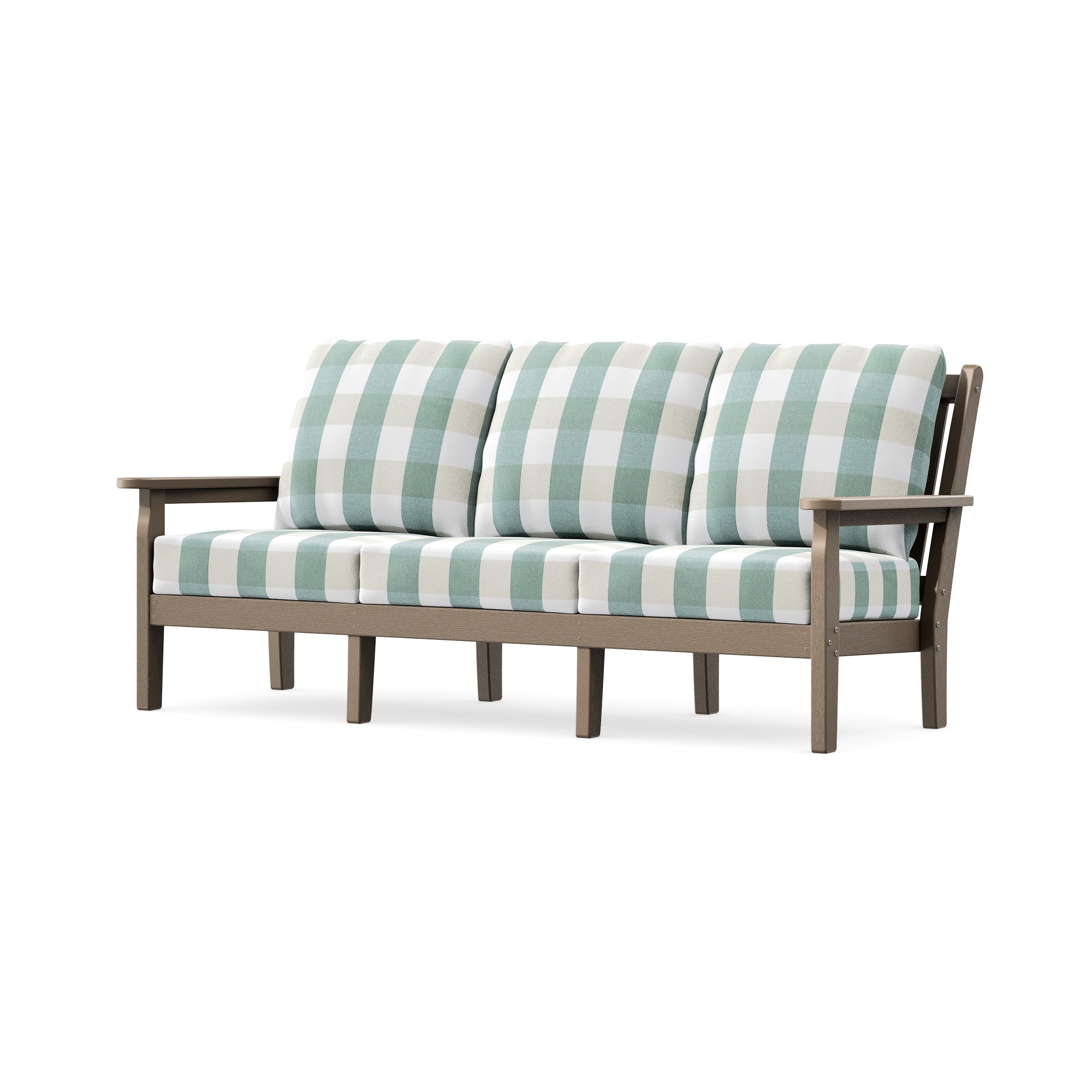 Chippendale Deep Seating Sofa in Vintage Sahara / Buffalo Plaid Glacier Spa