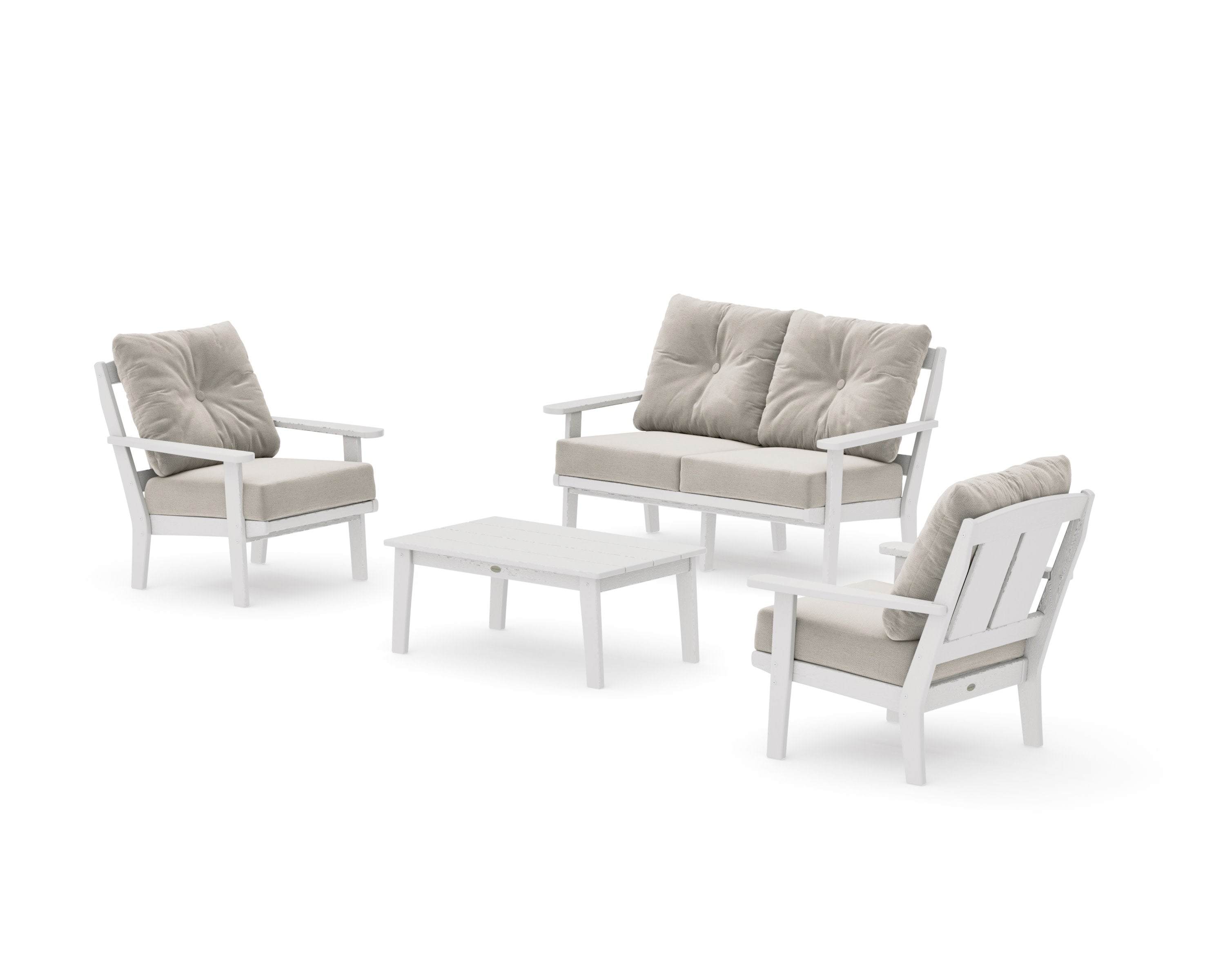 Mission 4-Piece Deep Seating Set with Loveseat in Vintage White / Dune Burlap