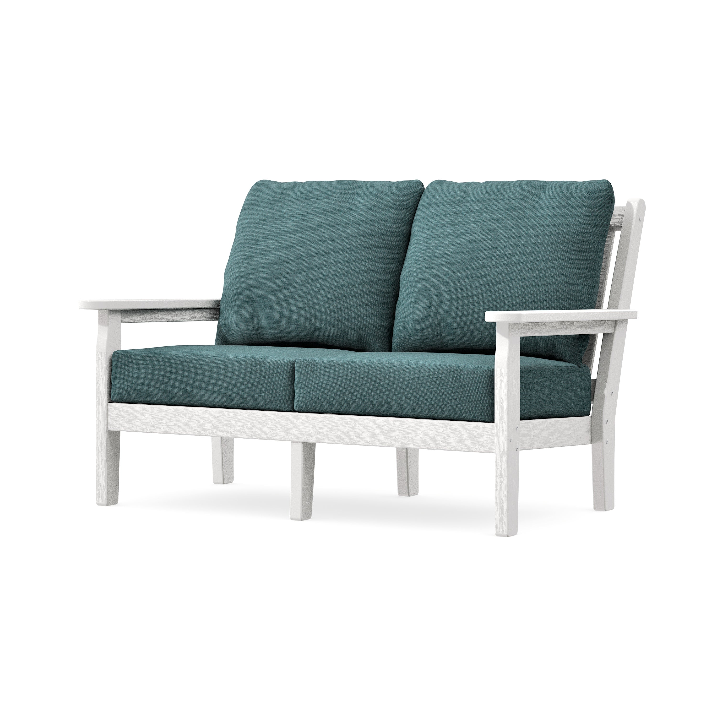 Chippendale Deep Seating Loveseat in Vintage White / Ocean Teal