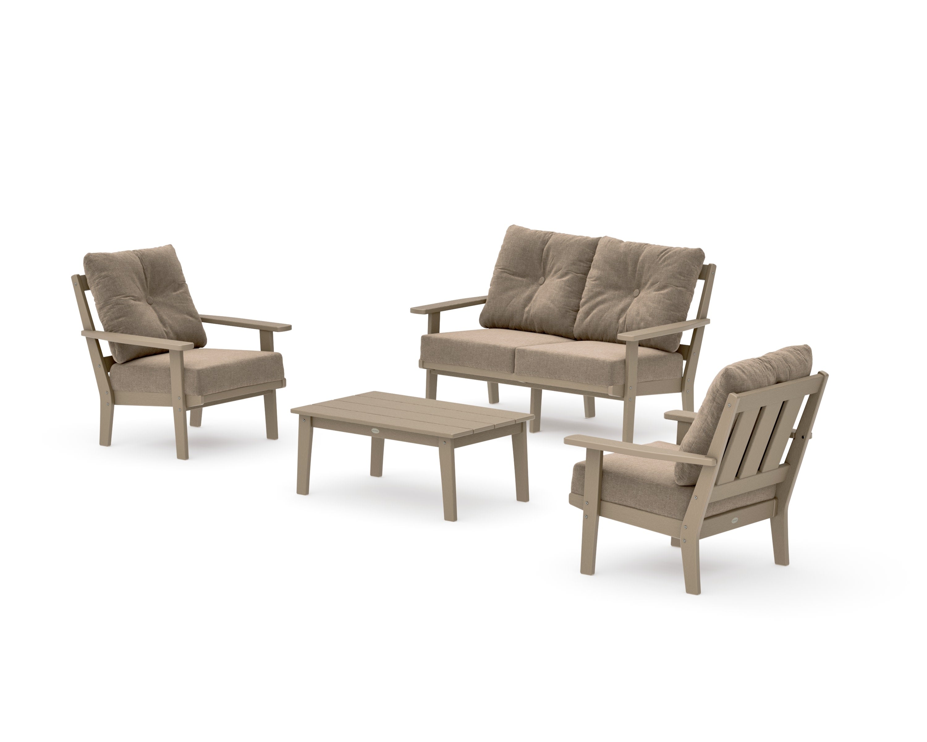 Oxford 4-Piece Deep Seating Set with Loveseat in Vintage Sahara / Spiced Burlap