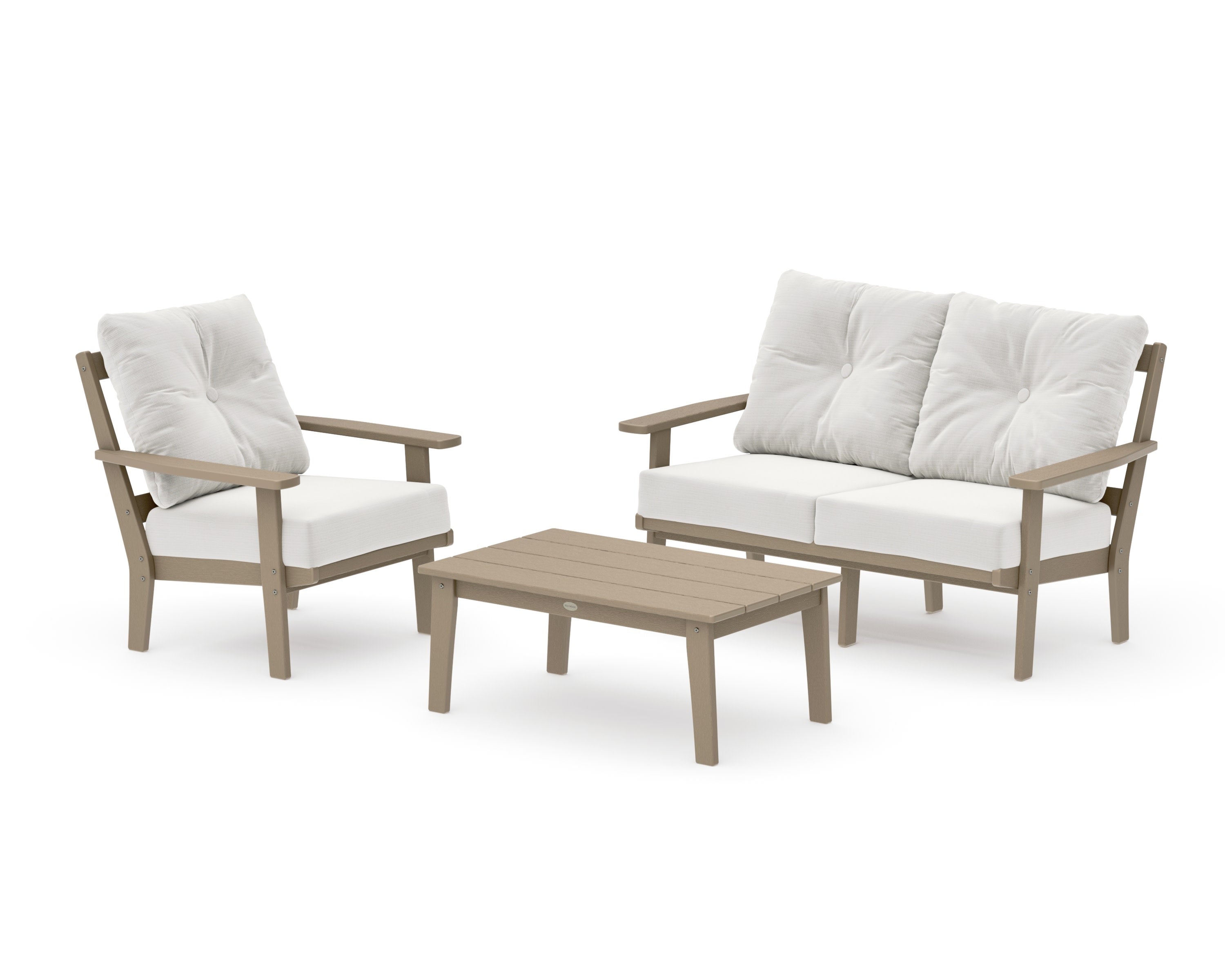 Oxford 3-Piece Deep Seating Set with Loveseat in Vintage Sahara / Natural Linen