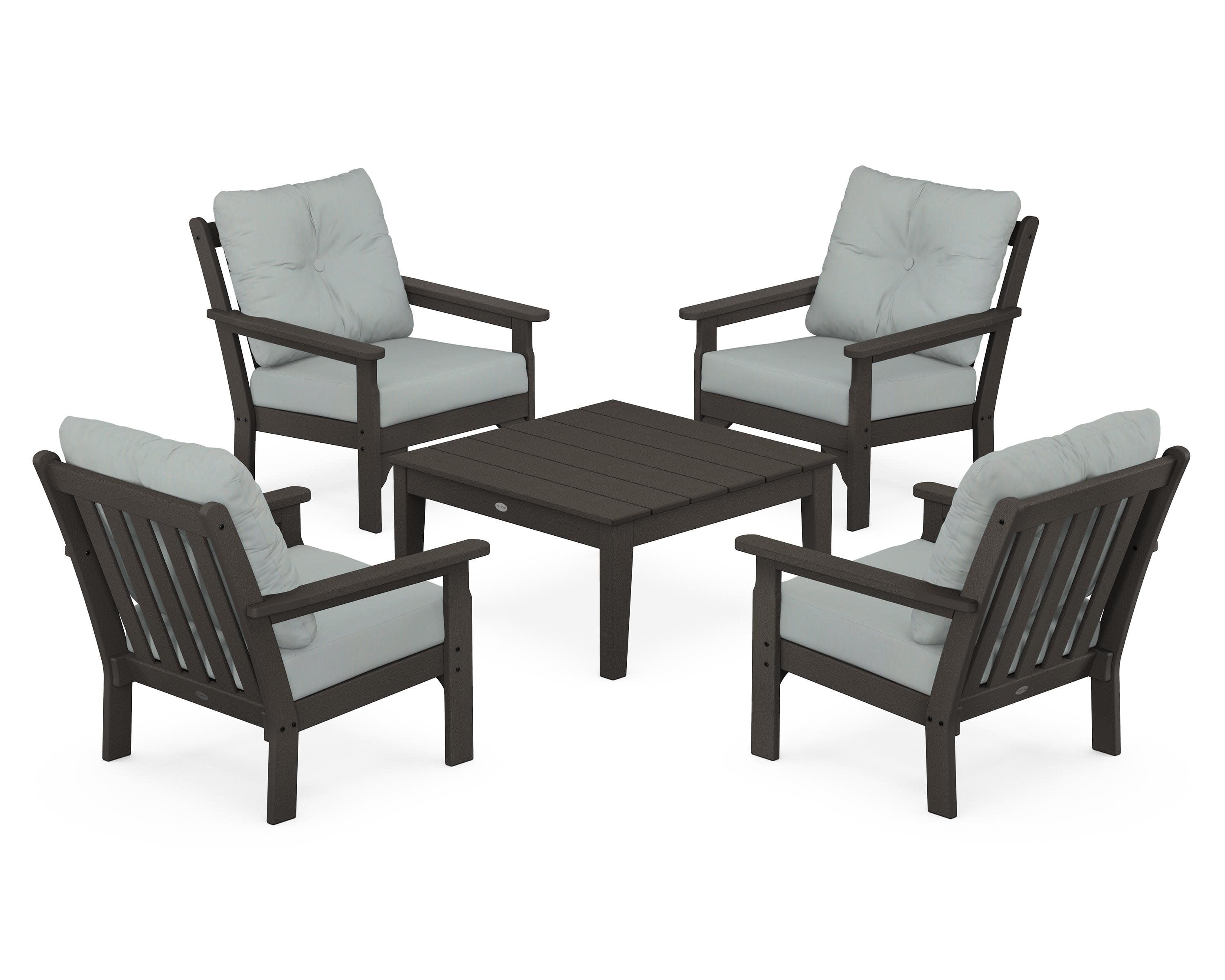 Vineyard 5-Piece Deep Seating Conversation Set in Vintage Coffee / Spa
