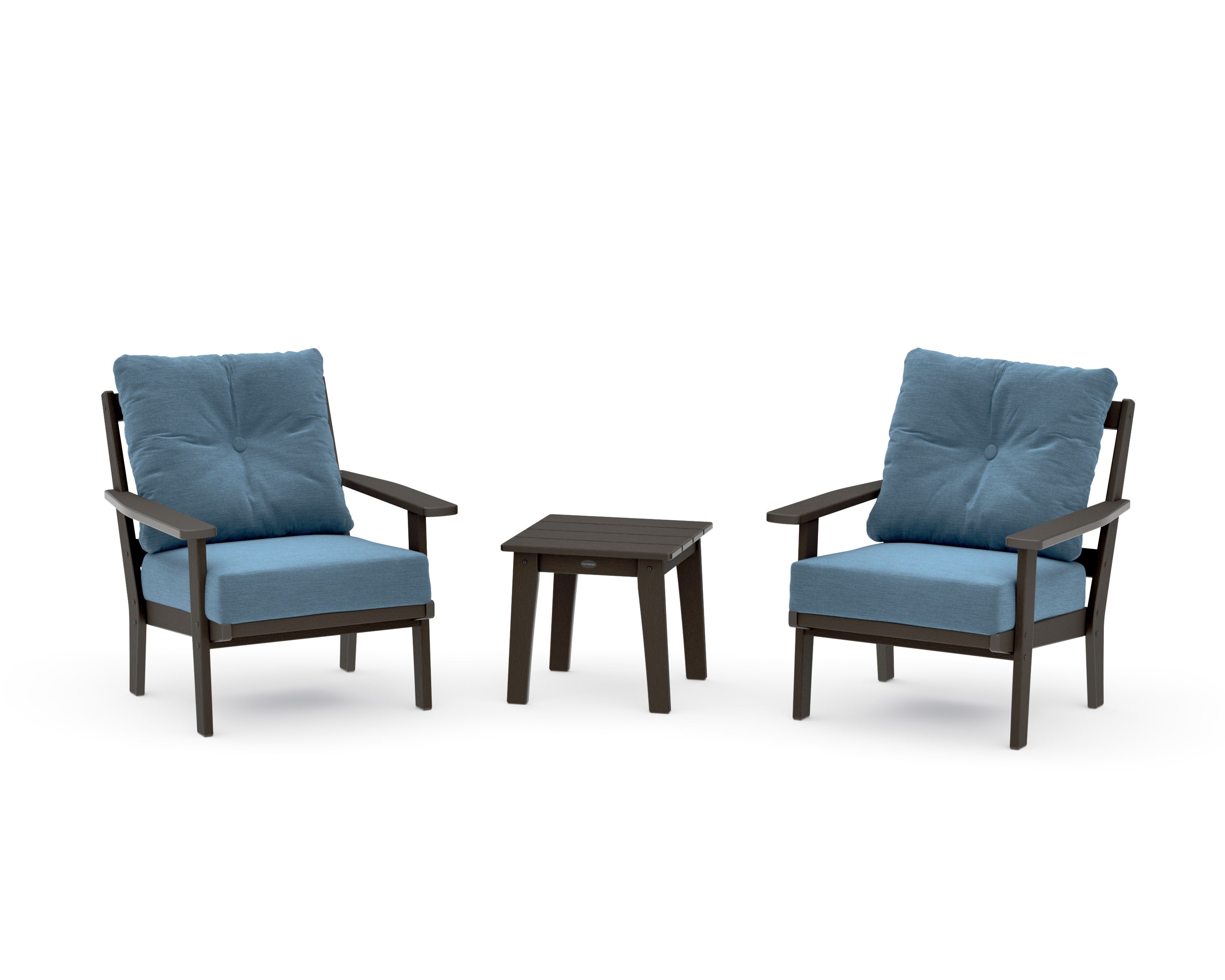 Oxford 3-Piece Deep Seating Set in Vintage Coffee / Sky Blue