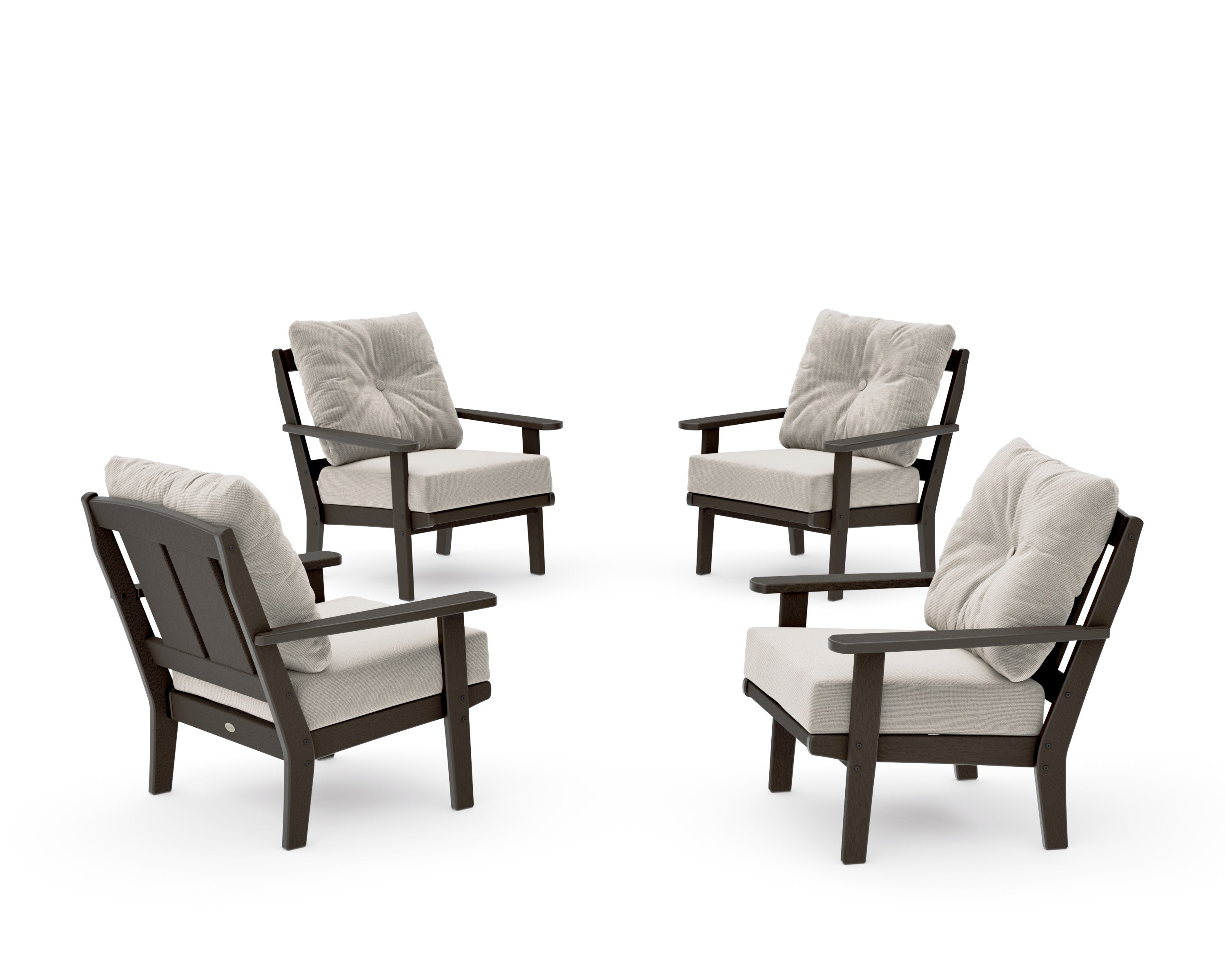 Mission 5-Piece Deep Seating Set with Fire Pit Table in Vintage Coffee / Dune Burlap