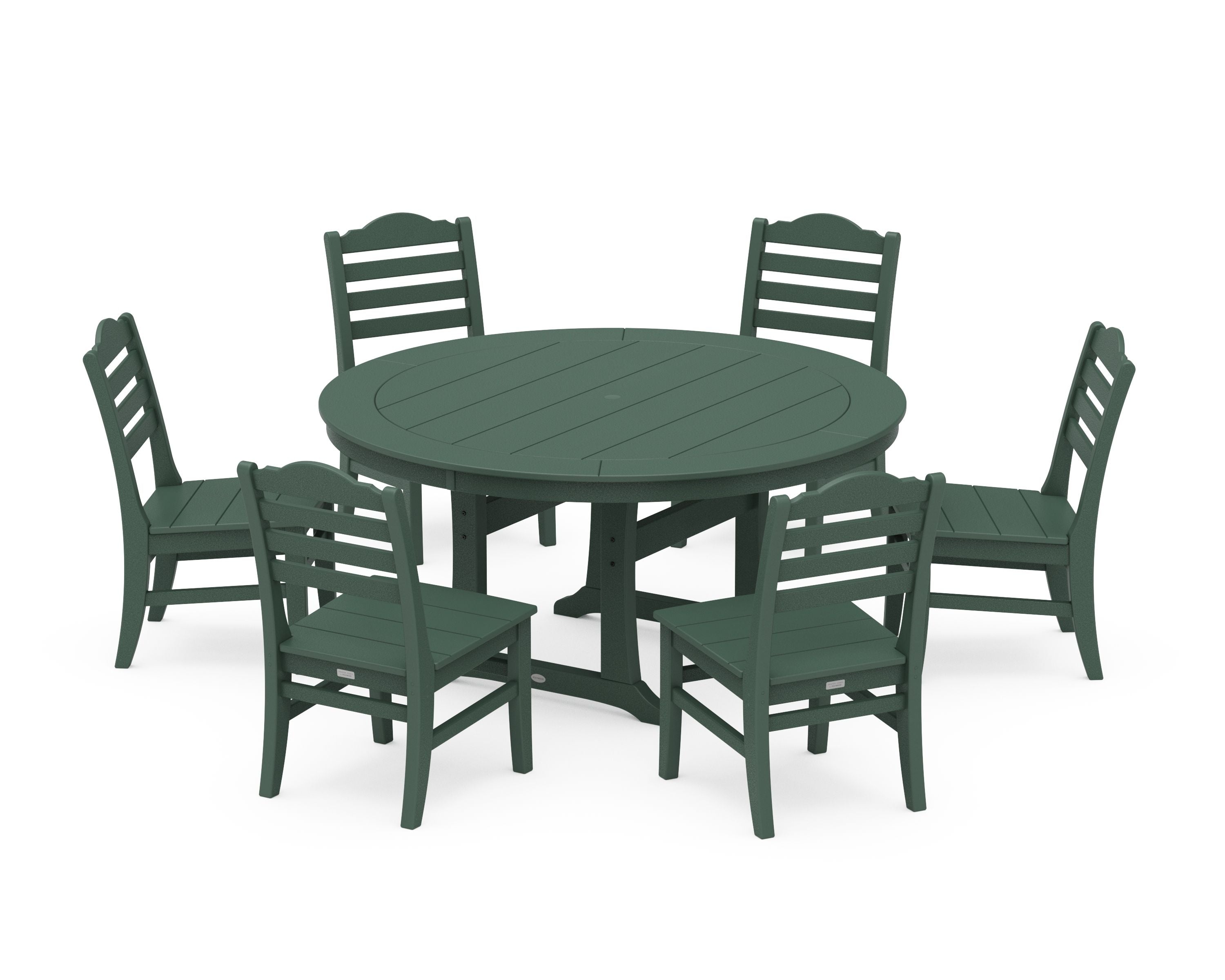 Savannah 7-Piece Side Chair Round Dining Set in Green
