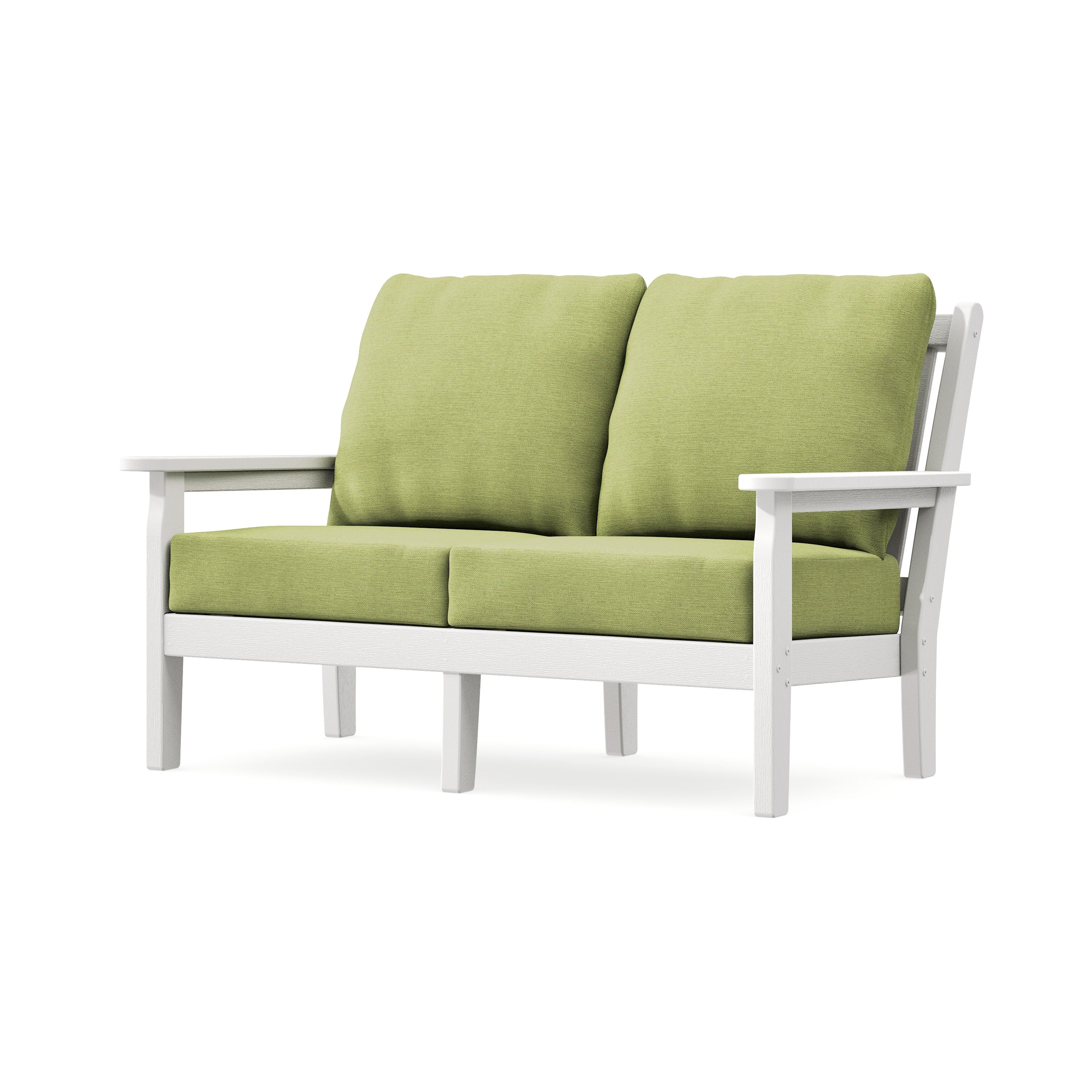Chippendale Deep Seating Loveseat in Vintage White / Chartreuse Boucle