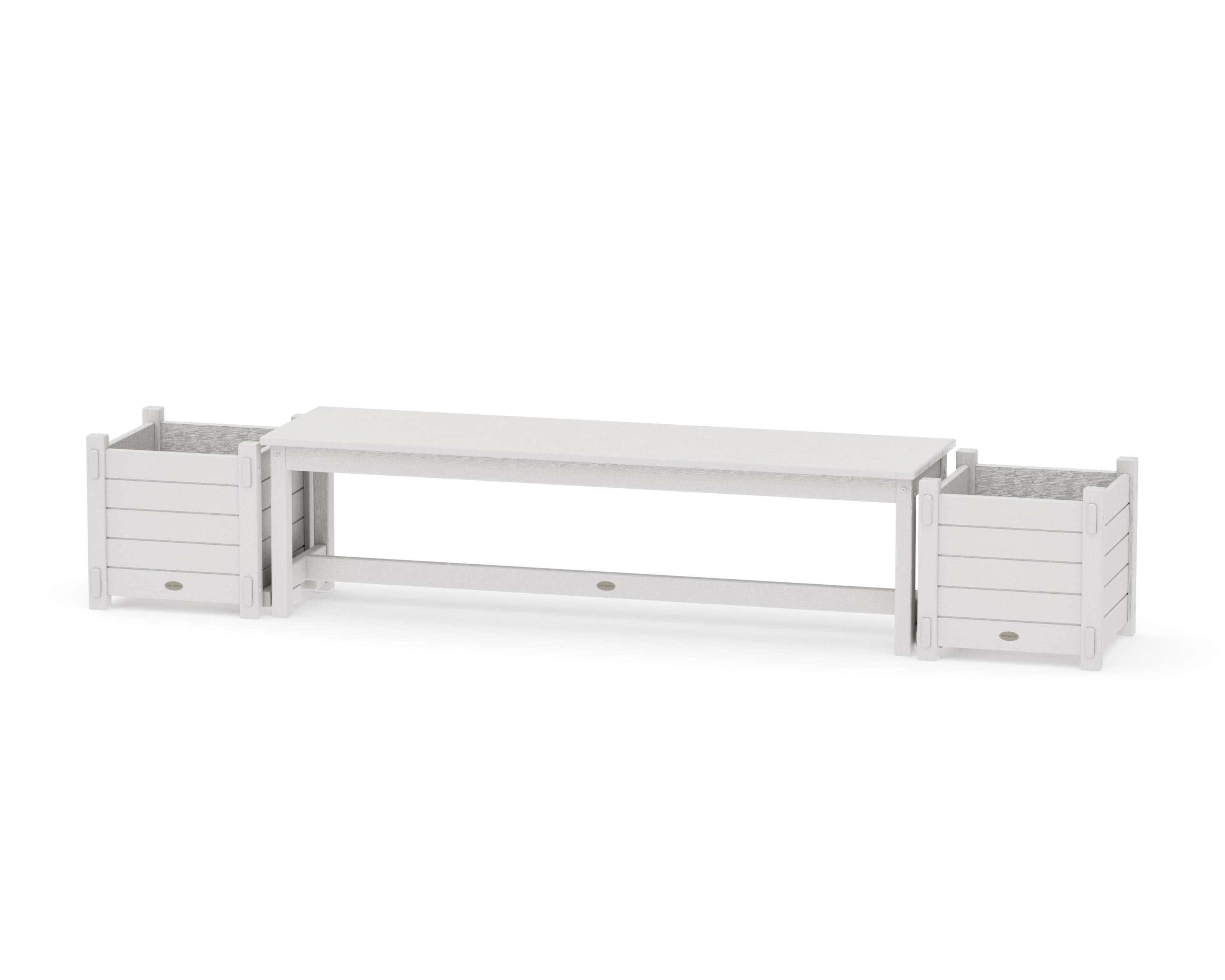 60" Nautical Straight Planter Bench Set in Vintage White