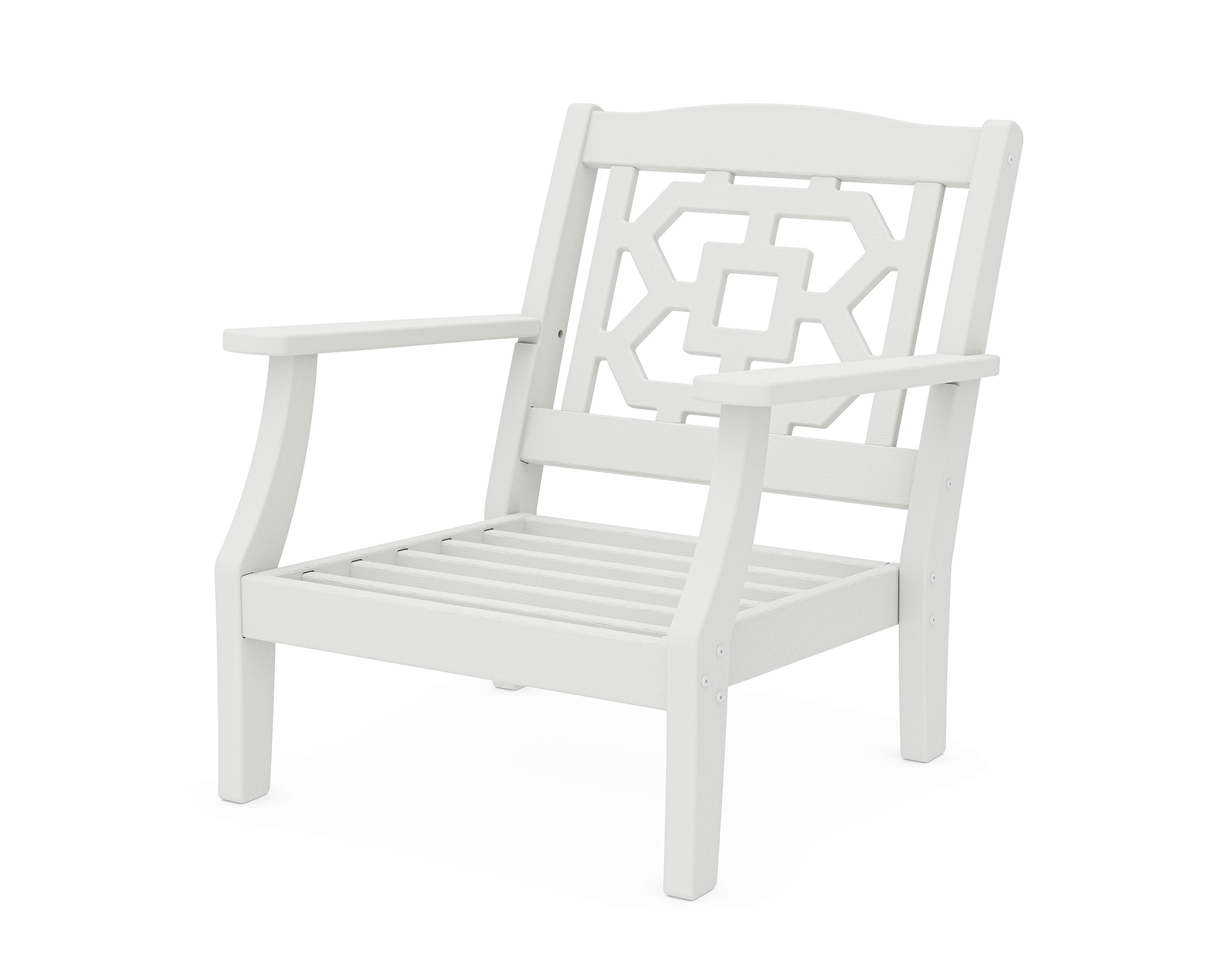 Chinoiserie Deep Seating Chair Frame in Vintage White