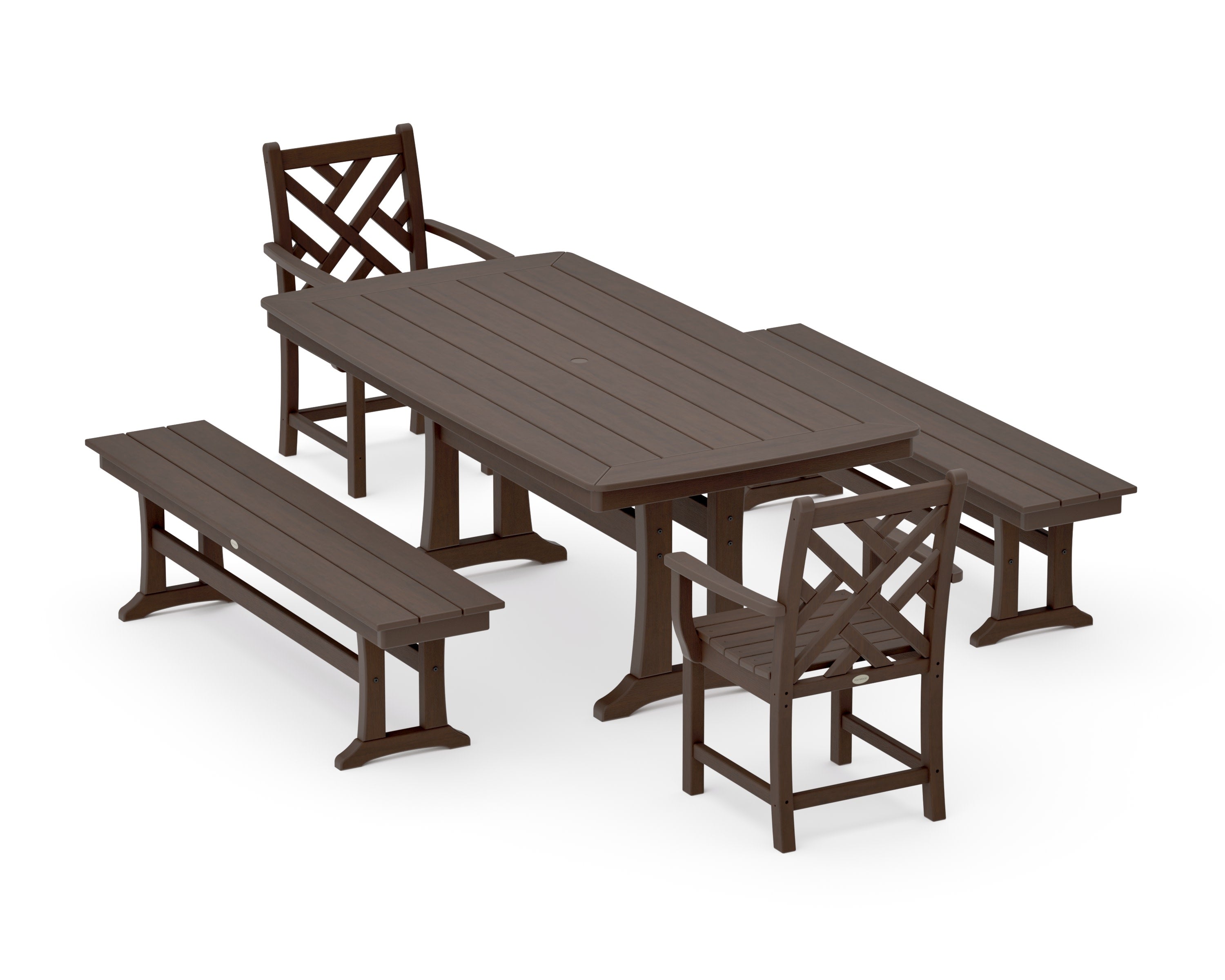 Chippendale 5-Piece Dining Set with Trestle Legs in Kona