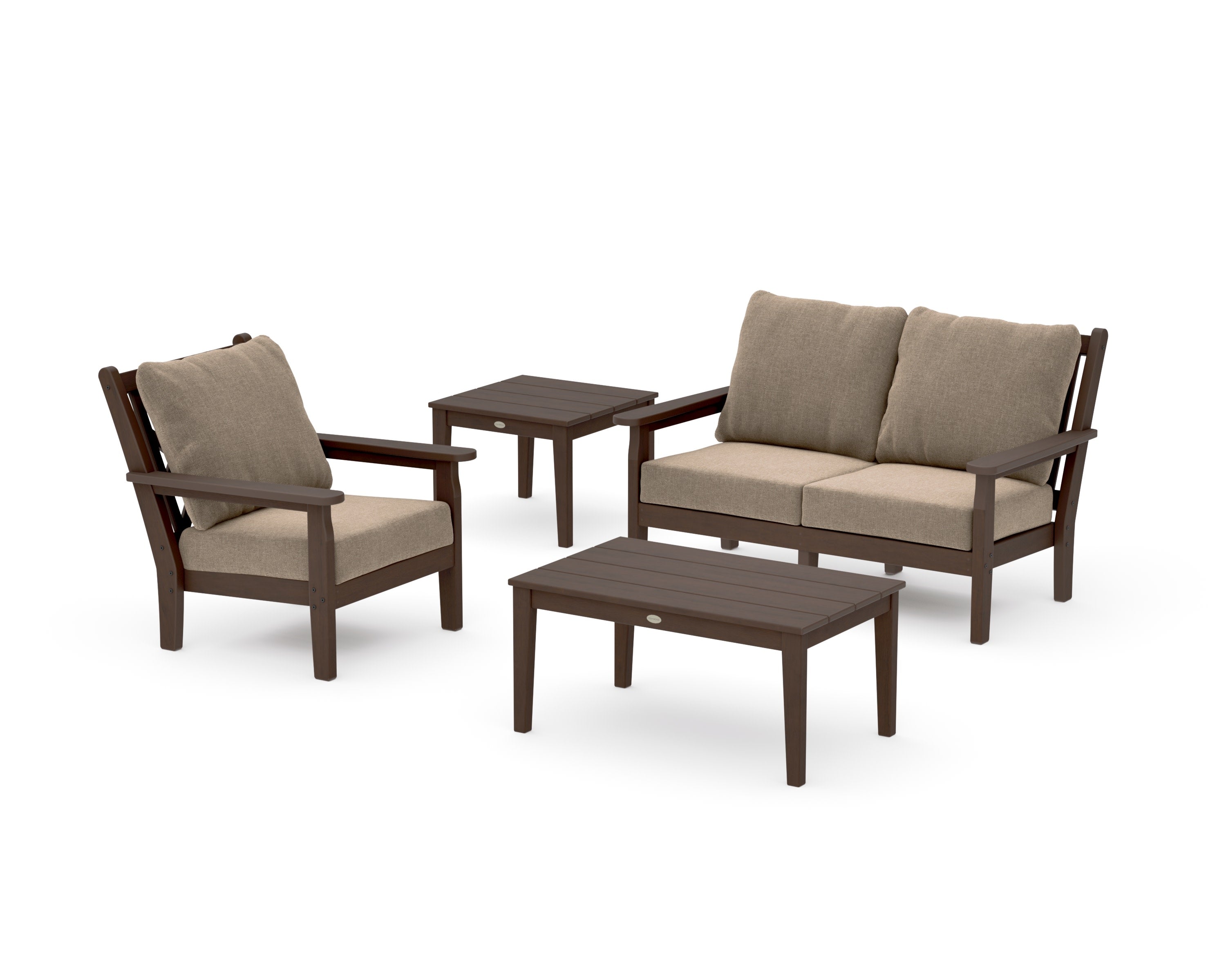 Chippendale 4-Piece Deep Seating Set in Kona / Spiced Burlap