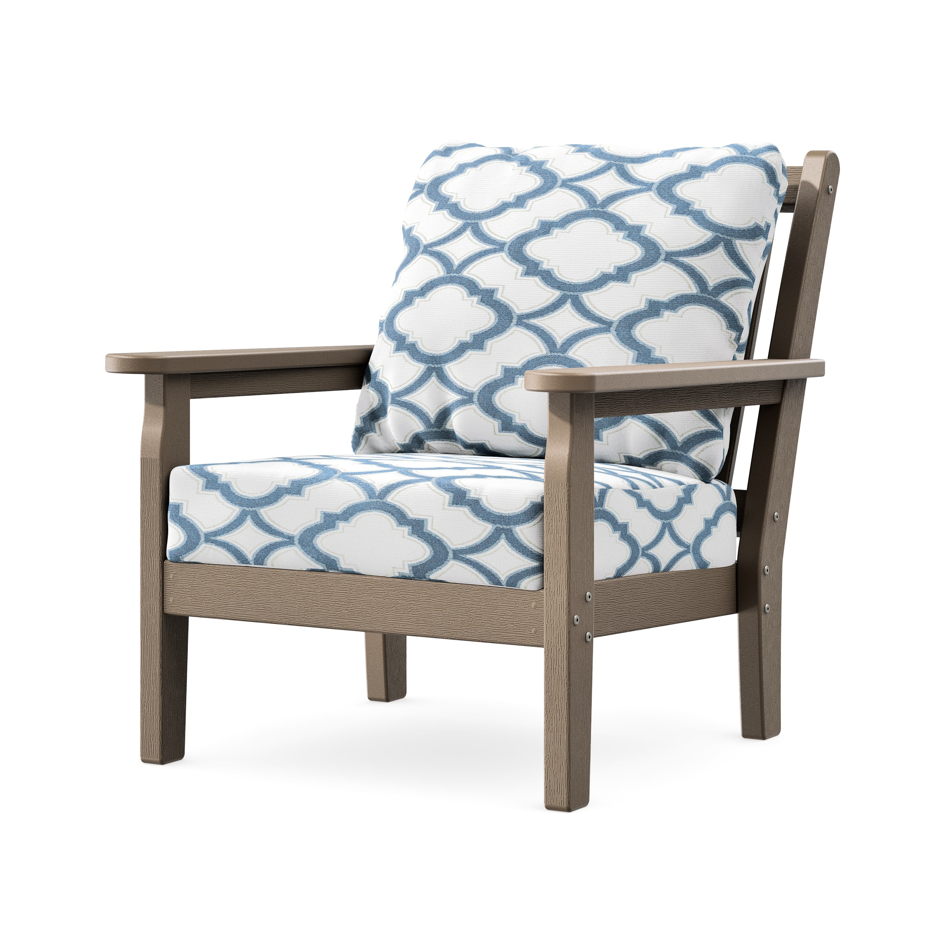 Chippendale Deep Seating Chair in Vintage Sahara / Trellis Sky Blue