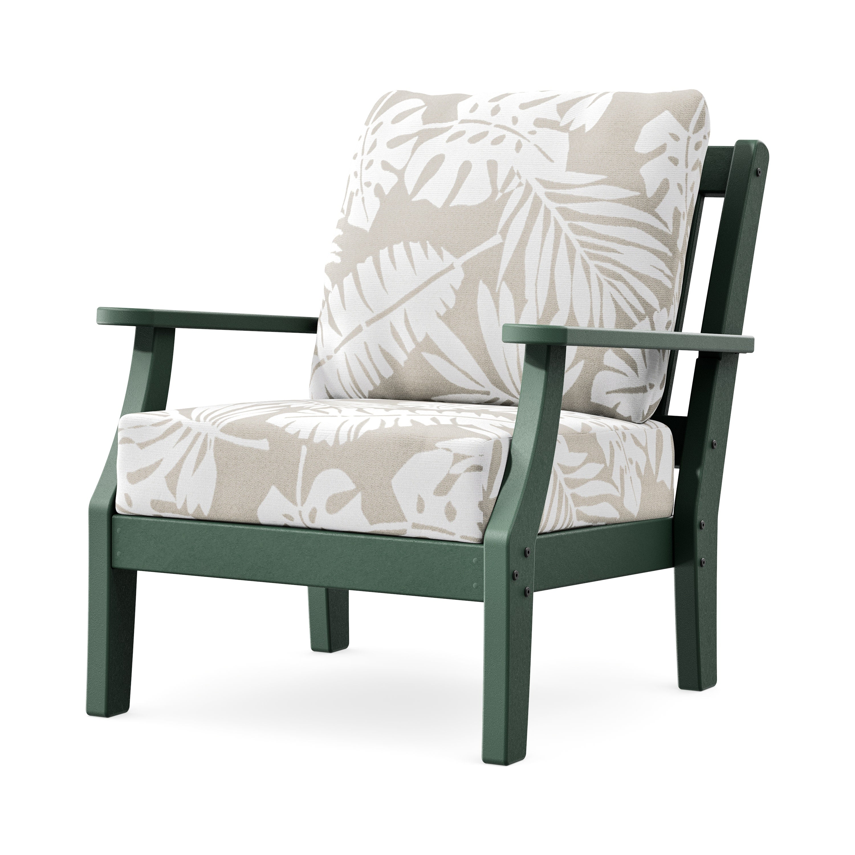 Chinoiserie Deep Seating Chair in Green / Leaf Dune Burlap
