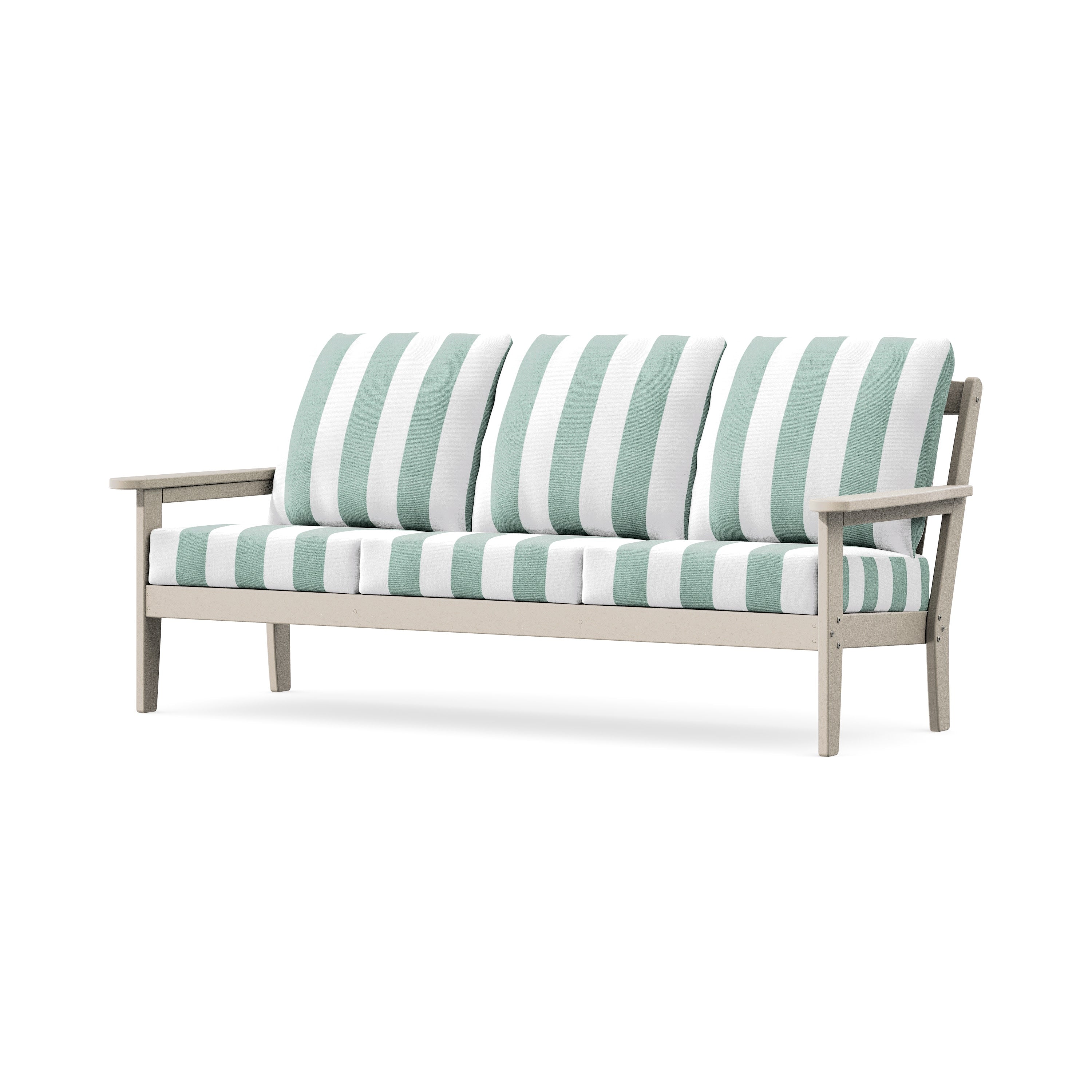 Cottage Deep Seating Sofa in Sand / Cabana Stripe Glacier Spa