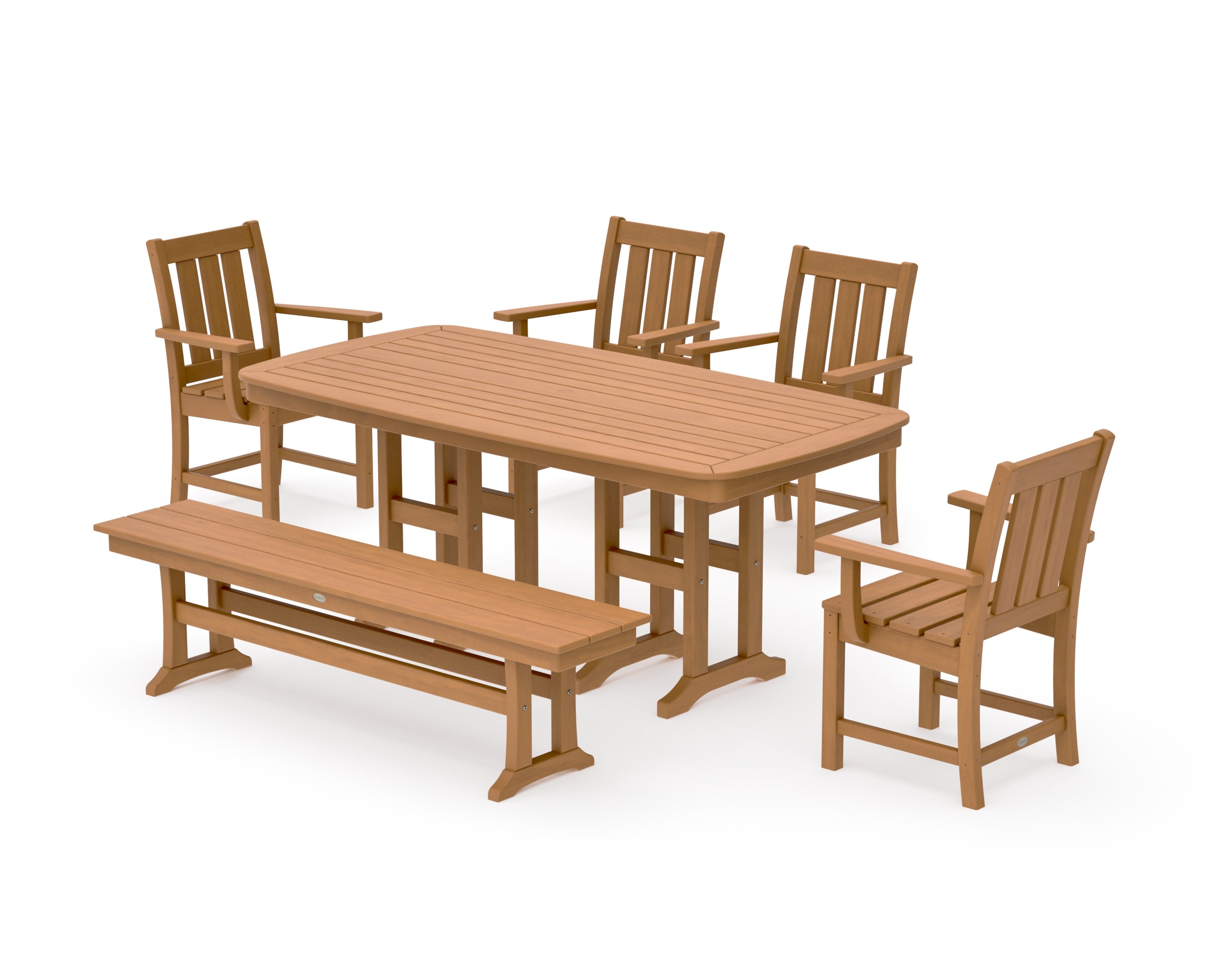 Oxford 6-Piece Dining Set with Bench in Natural