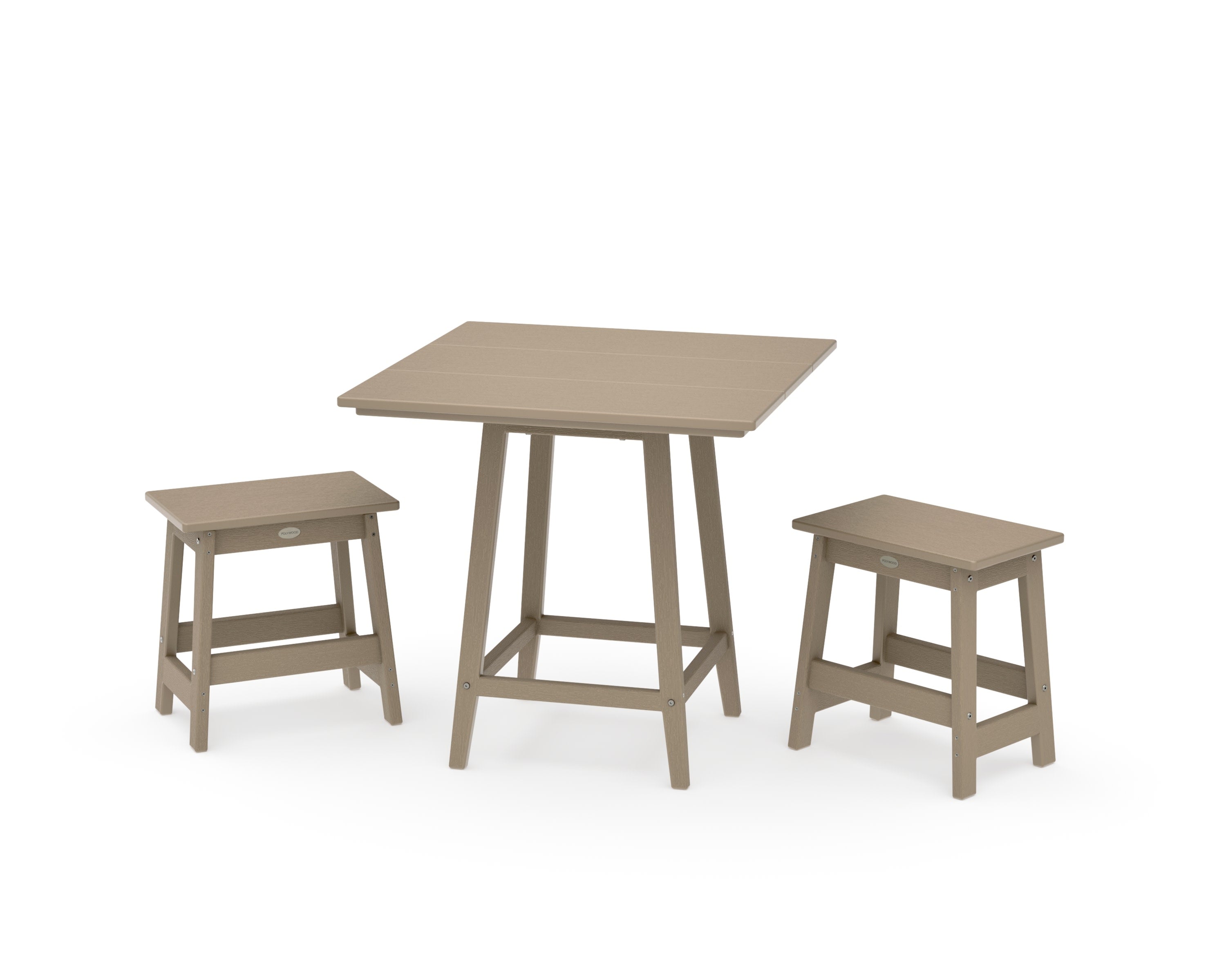 Modern Studio Stool 3-Piece Square Bistro Set in Vintage Sahara